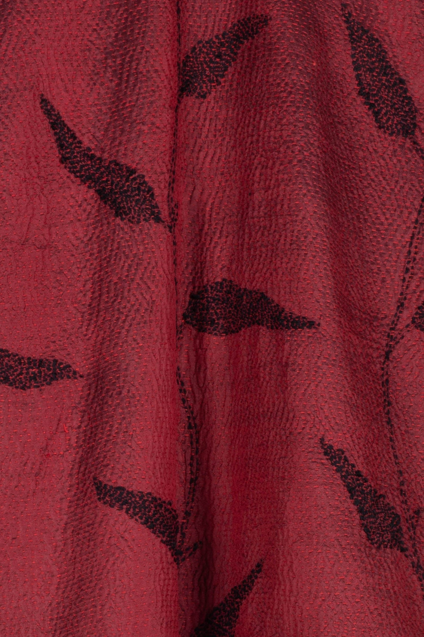 NIGHT BAMBOO SILK COTTON KANTHA CIRCULAR SHORT VEST - nb2202-red -