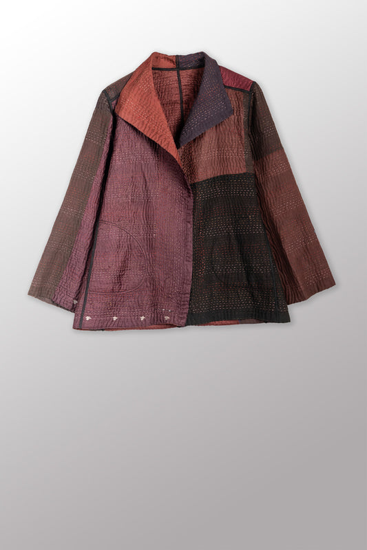 JAIPUR PATCH KANTHA SHORT JKT - jp4007-brn -