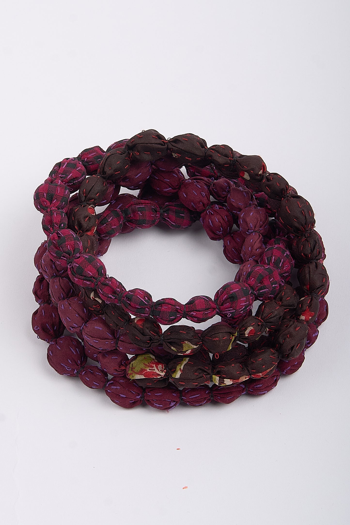 MONE SHIBORI TIE DYE KANTHA TIE-BEADS LONG NECKLACE - ms2707-pik -