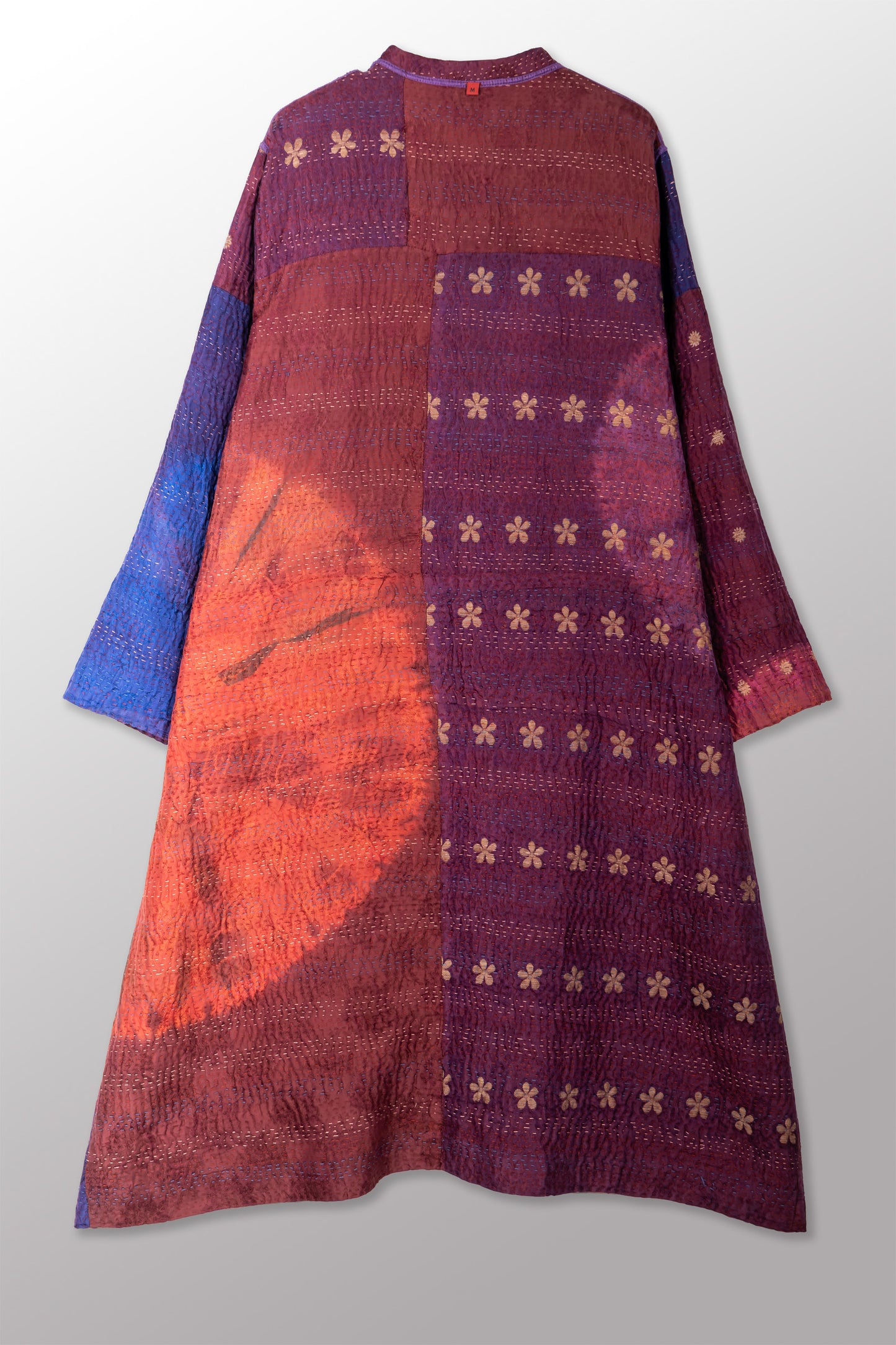 TIE DYE CIRCLE SHIBORI KANTHA KAFTAN COAT - td4343-prp -