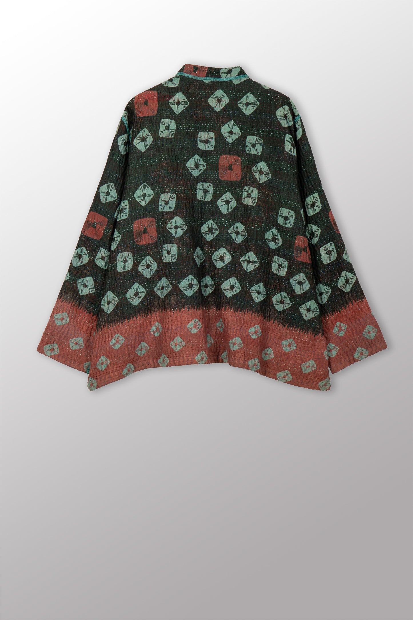 VINTAGE COTTON KANTHA KAFTAN JACKET SHORT - cv4088-0008m -