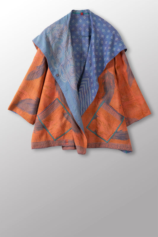 COTTON OVERDYE KANTHA FLARE JACKET - ov2010-corg001a -