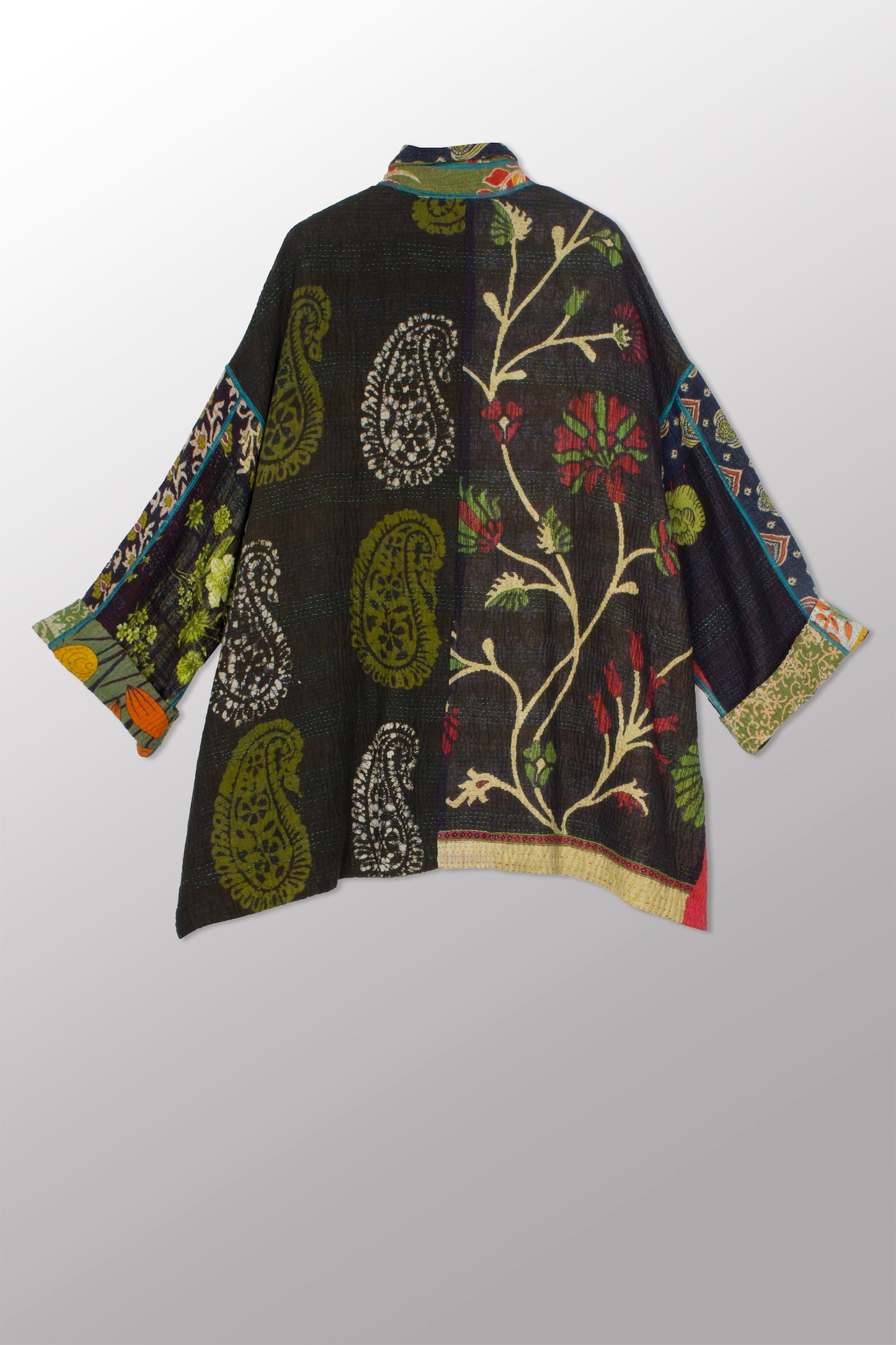 PUZZLE KANTHA OVERSIZED MINI COAT - pz4332-grn -