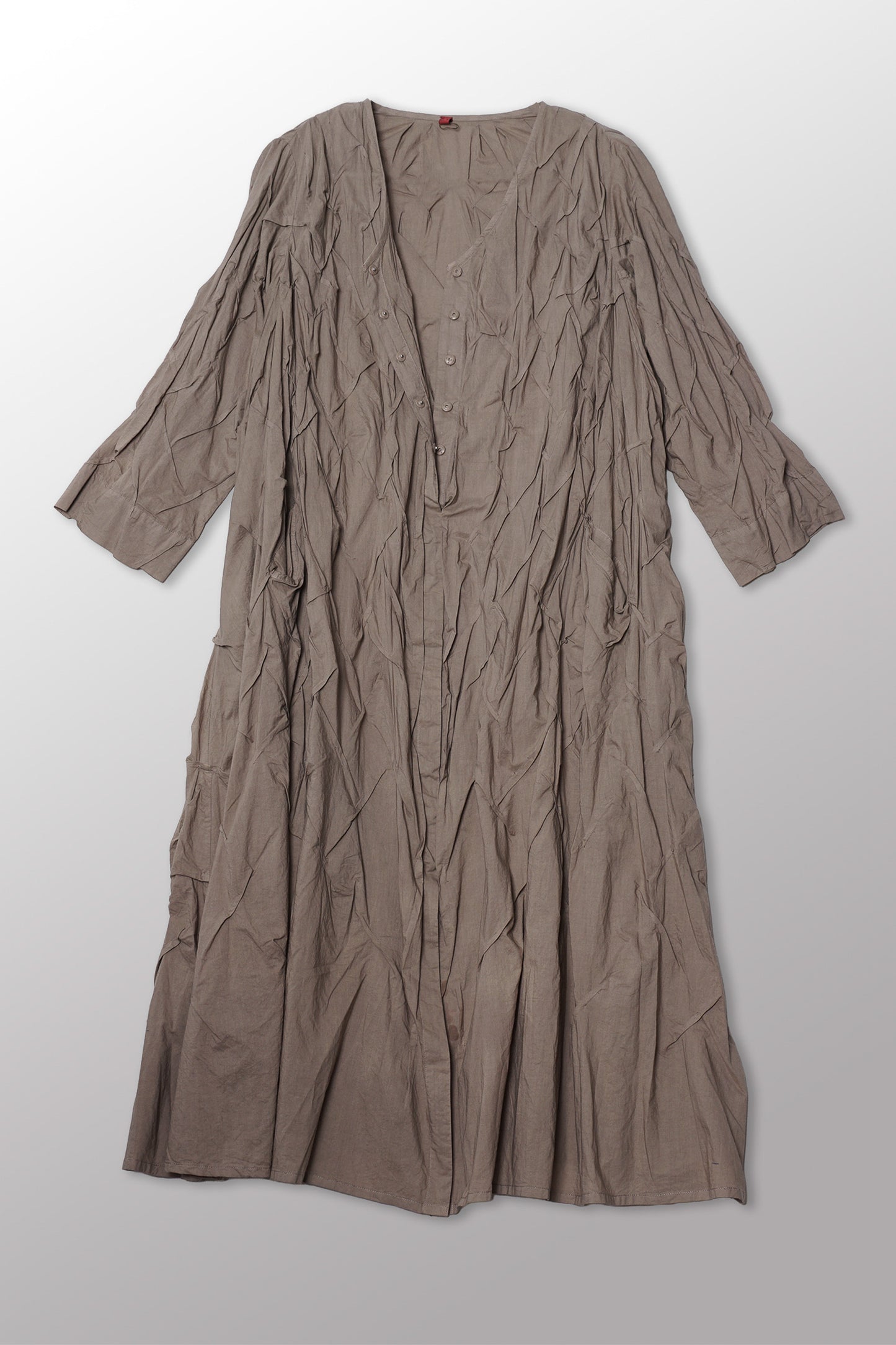 POLISHED COTTON WAVY TUCK A-LINE DRESS - bl-wl1453-ntl -
