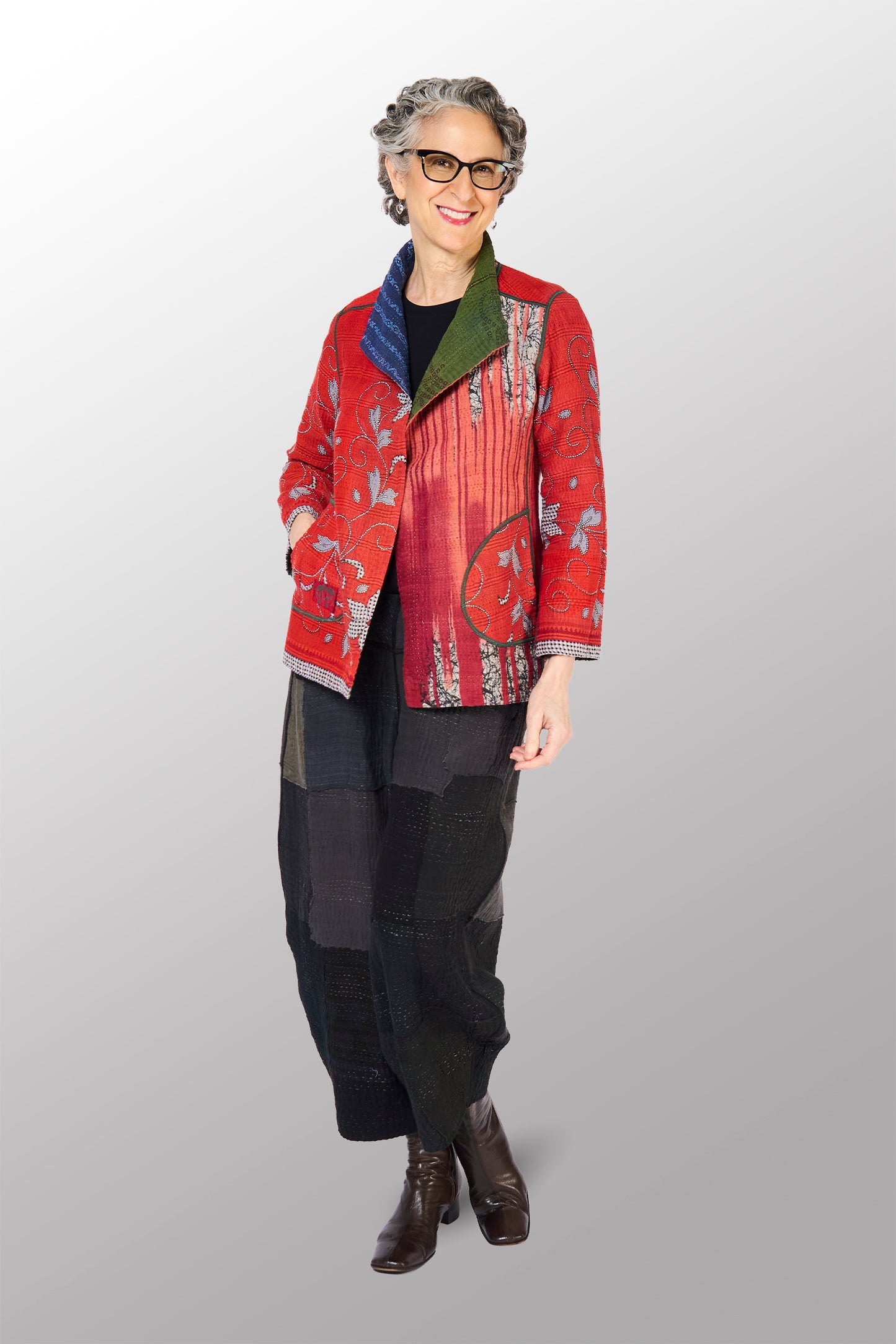 VINTAGE COTTON KANTHA SHORT JKT - cv4007-0337s -