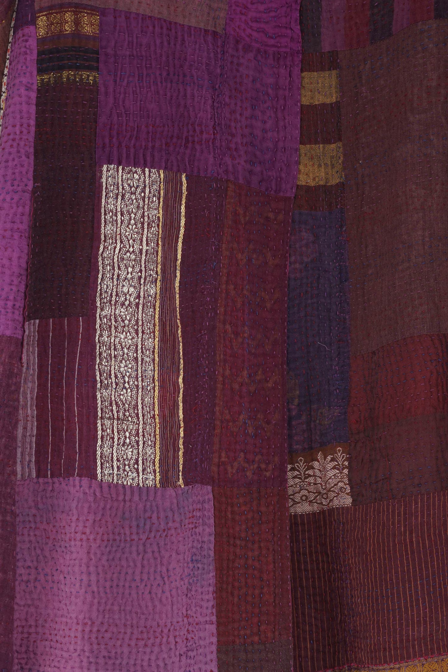 COTTON SILK SW PATCH KANTHA HIGH-NECK TOPPER - ws4045-prp -