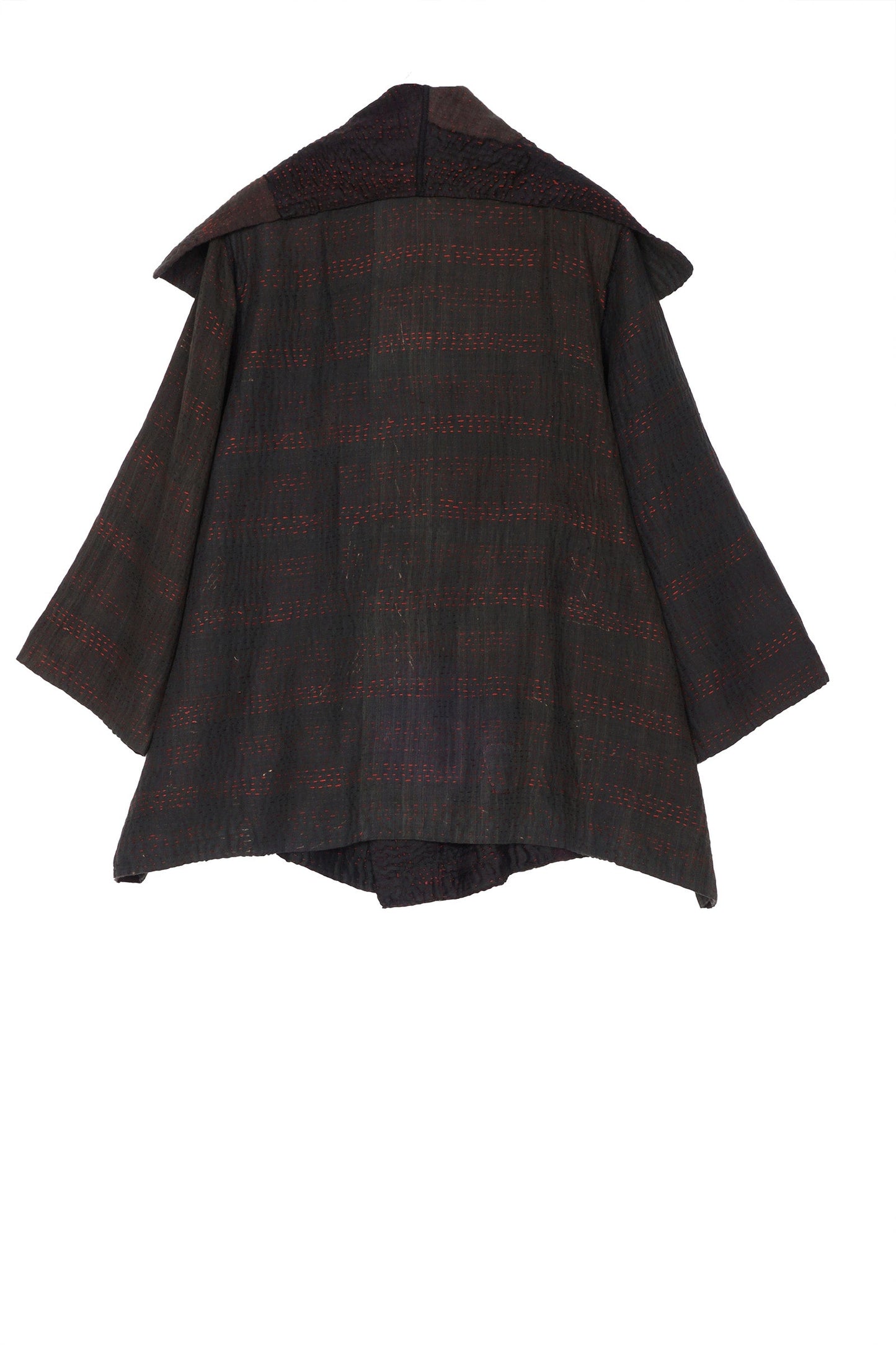 TWO TONE PATCH KANTHA FLARE JACKET - tn4010-blk -