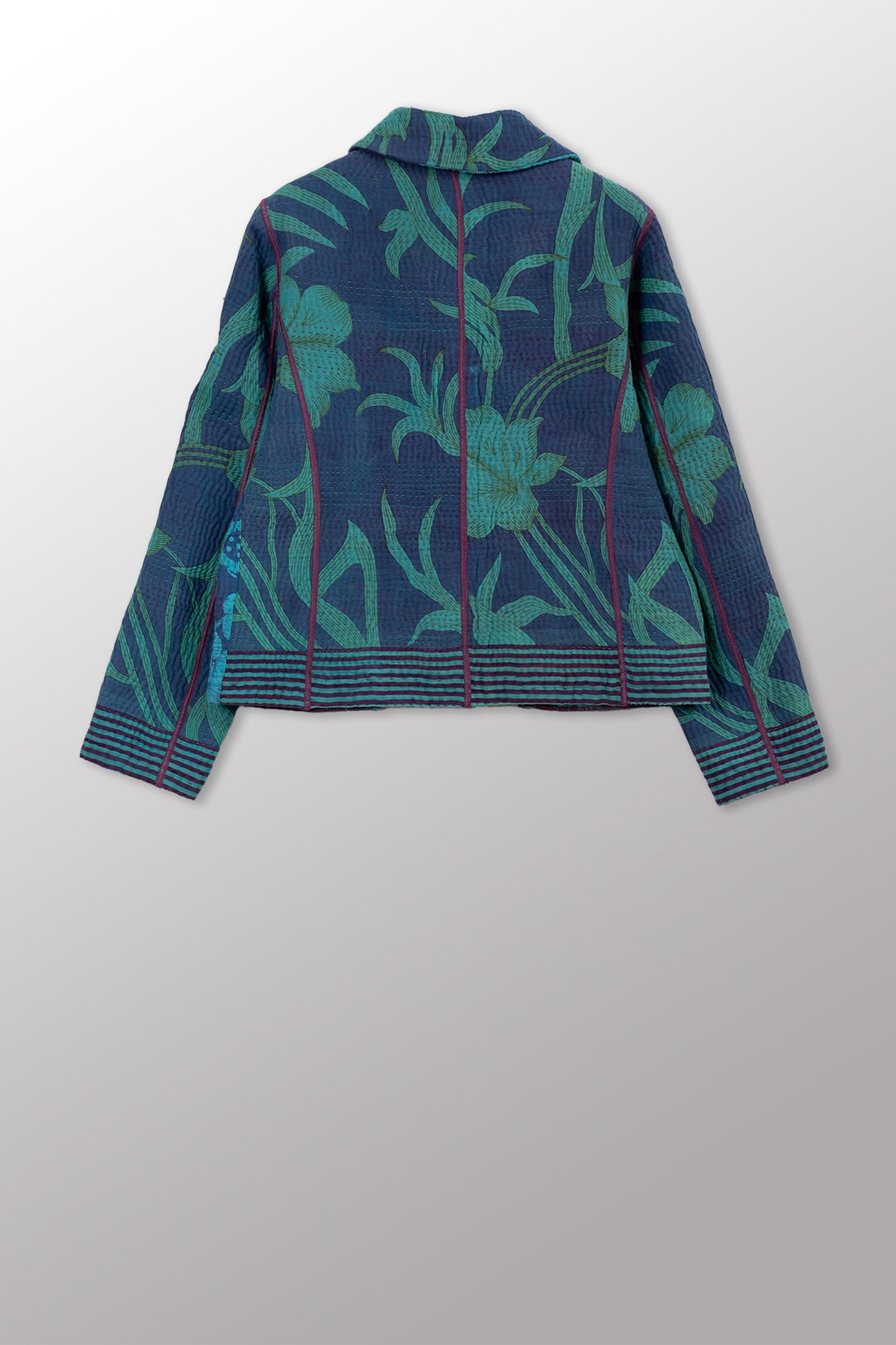 VINTAGE COTTON KANTHA CROPPED BASIC JACKET - cv4096-0004m -