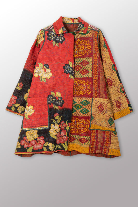 COTTON OVERDYE KANTHA A-LINE DUSTER - ov4311-corg001a -