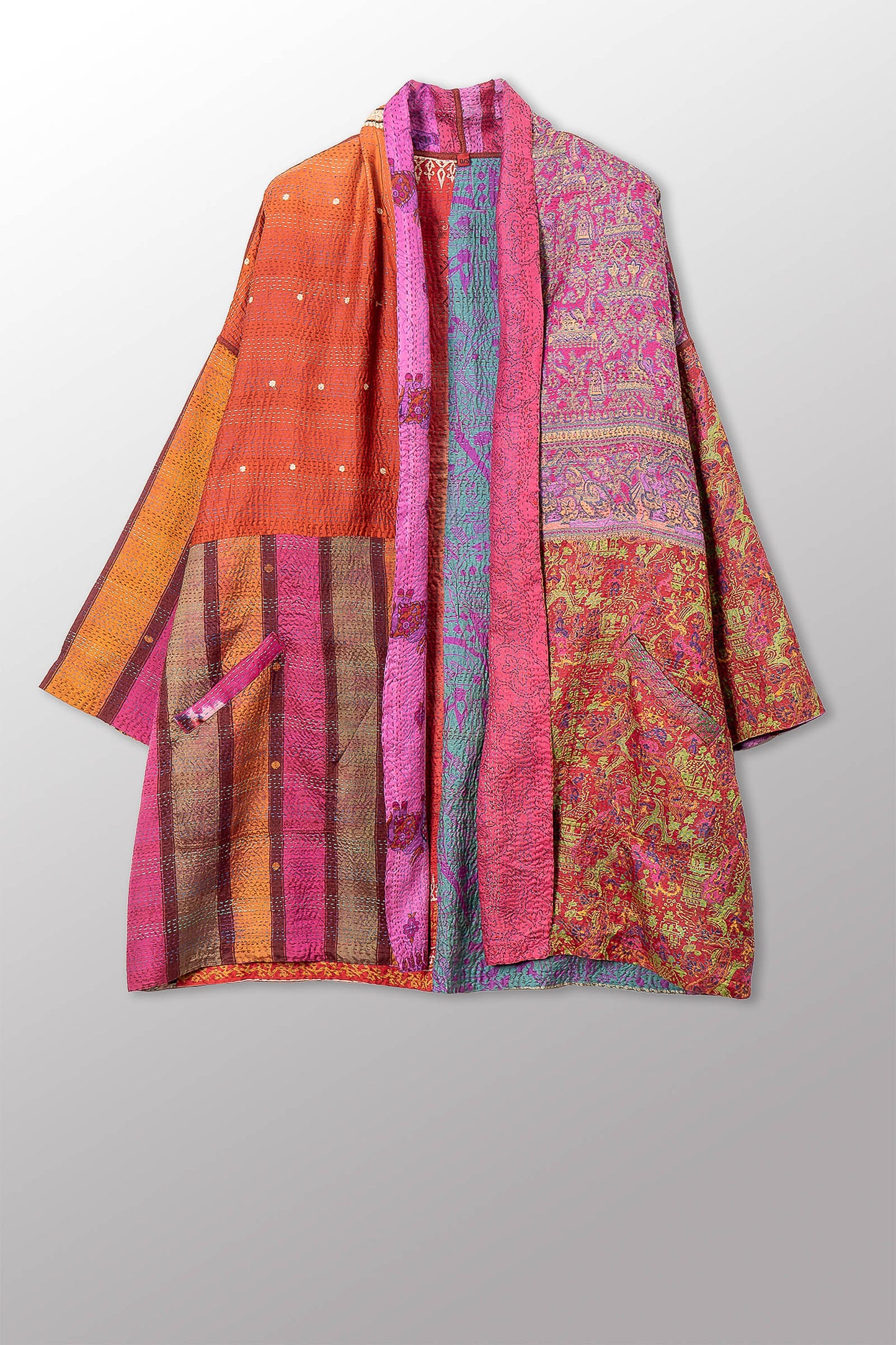 VINTAGE SILK KANTHA HAORI JACKET - sv2068-0007a -