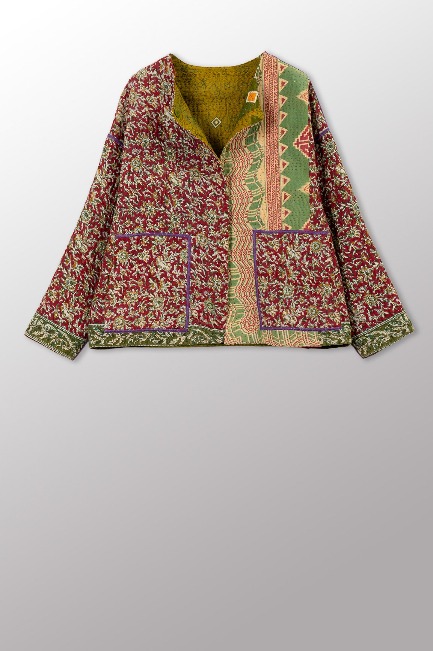 VINTAGE COTTON KANTHA CREW NECK SHORT JKT - cv4053-0073a -