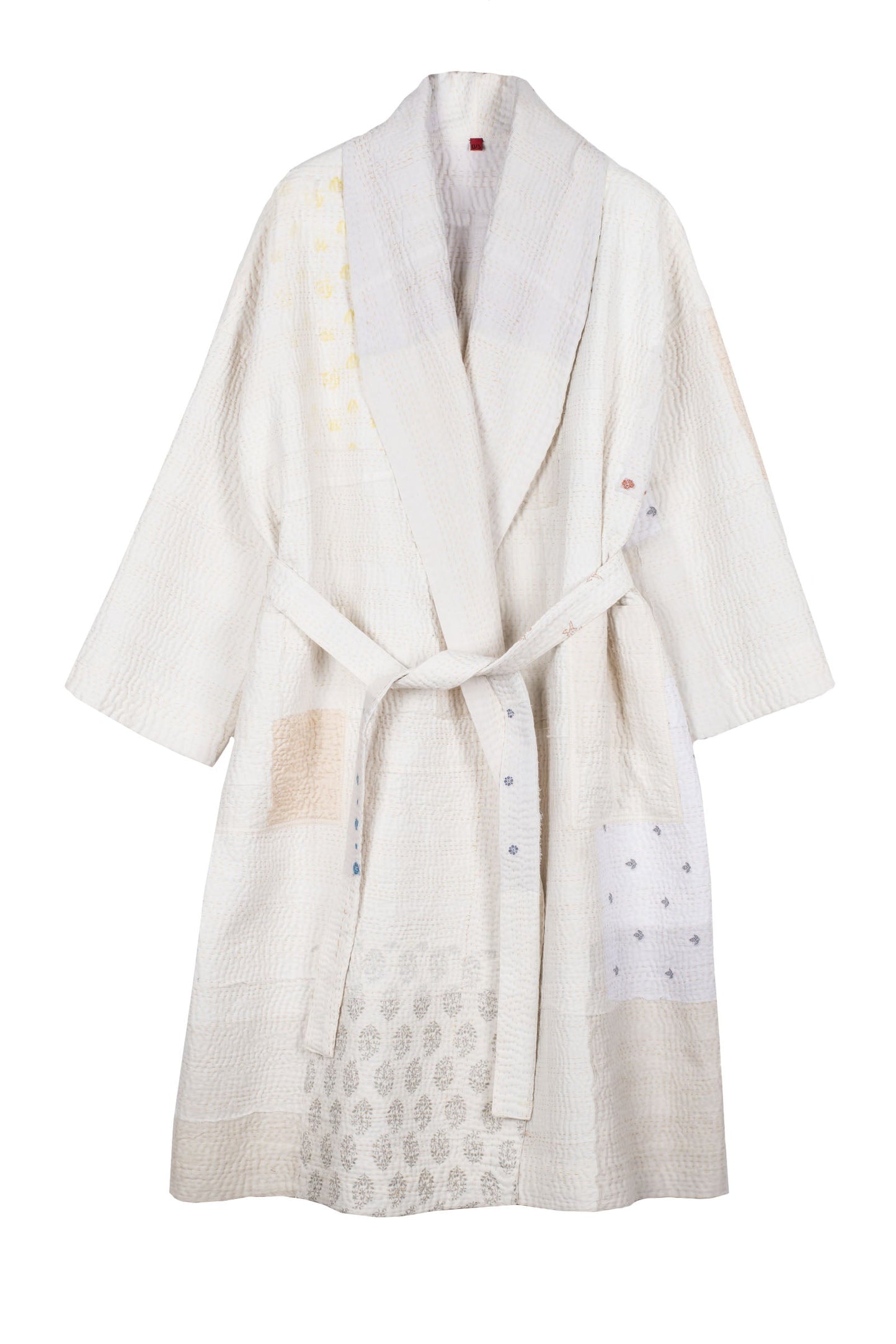 FRAYED PATCH KANTHA SIMPLE ROBE - fi4334-ivy -