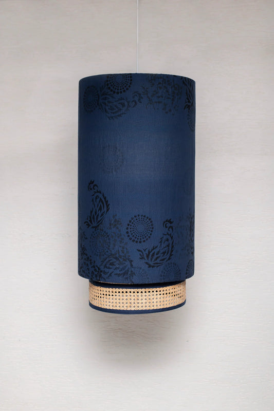 Ombre Kantha Hanging Lamp- Navy