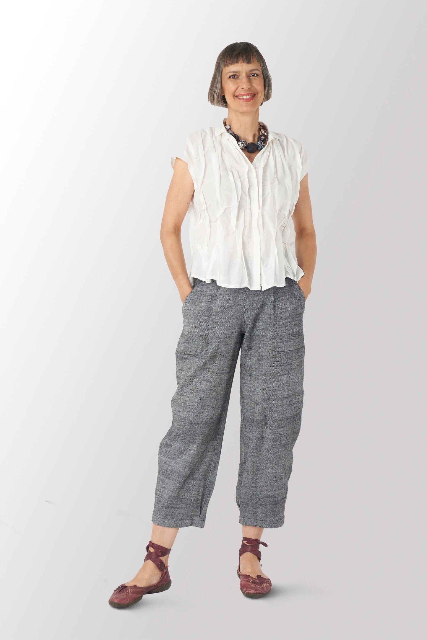 DENIM BAGGY PANTS - dn1640-gry -