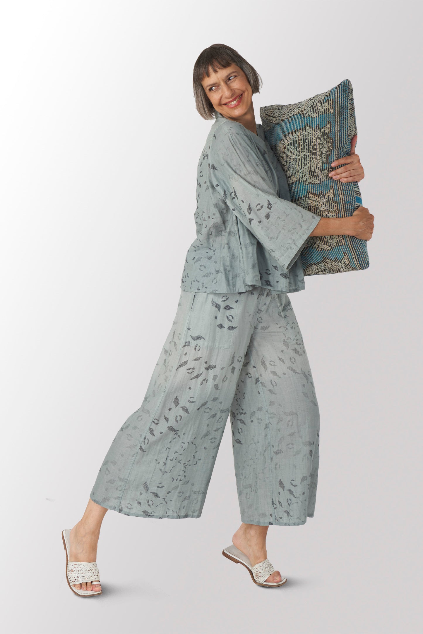 LOUNGE WEAR THROW KANTHA DRAW STRING PANTS - lw2647-blu -