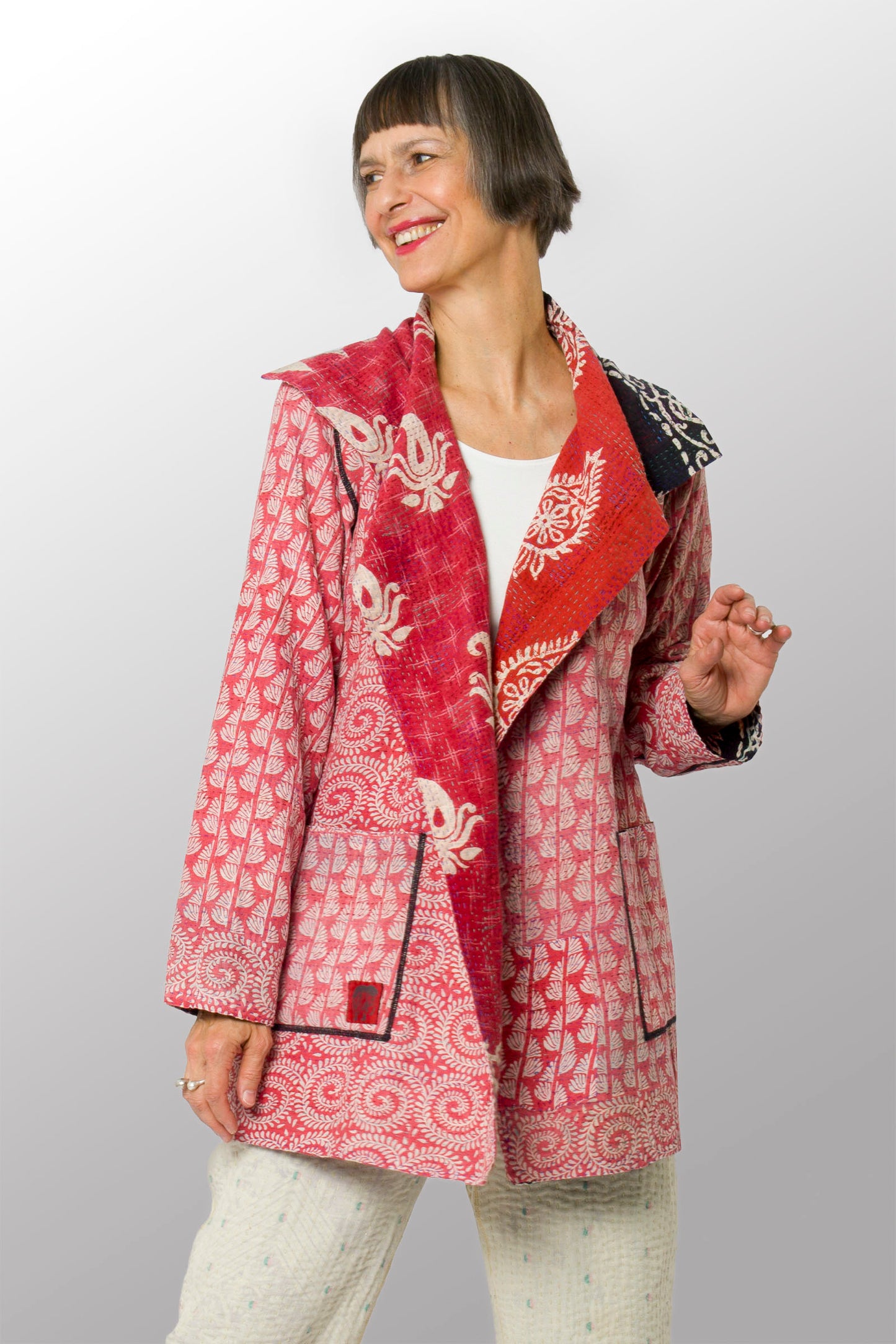 VINTAGE COTTON KANTHA POCKET JKT - cv2002-0066a -