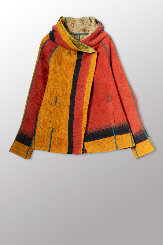 VINTAGE COTTON KANTHA HOODIE JKT - cv4036-0026m -