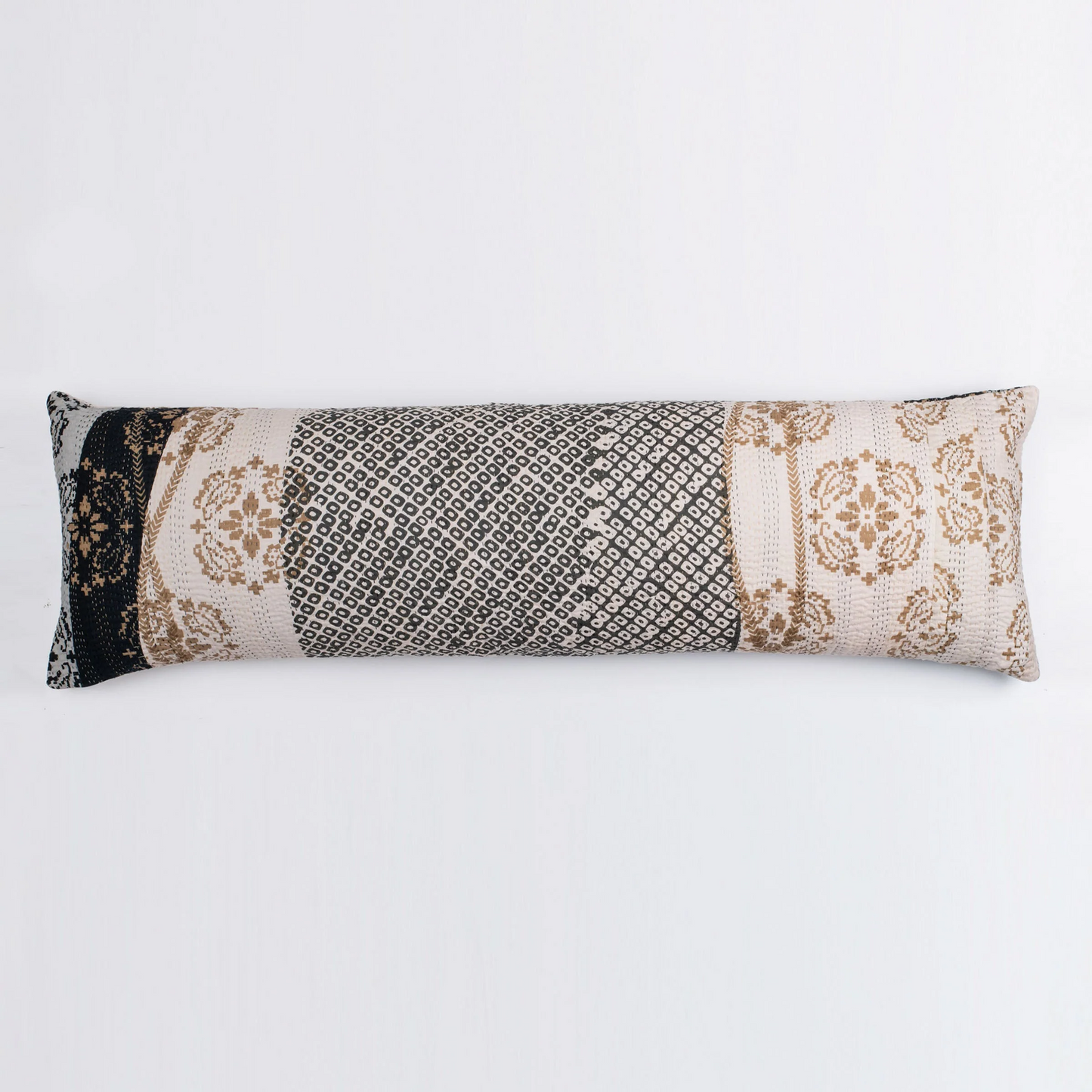 Kimono Cotton Kantha Lumber Pillows -Gray -