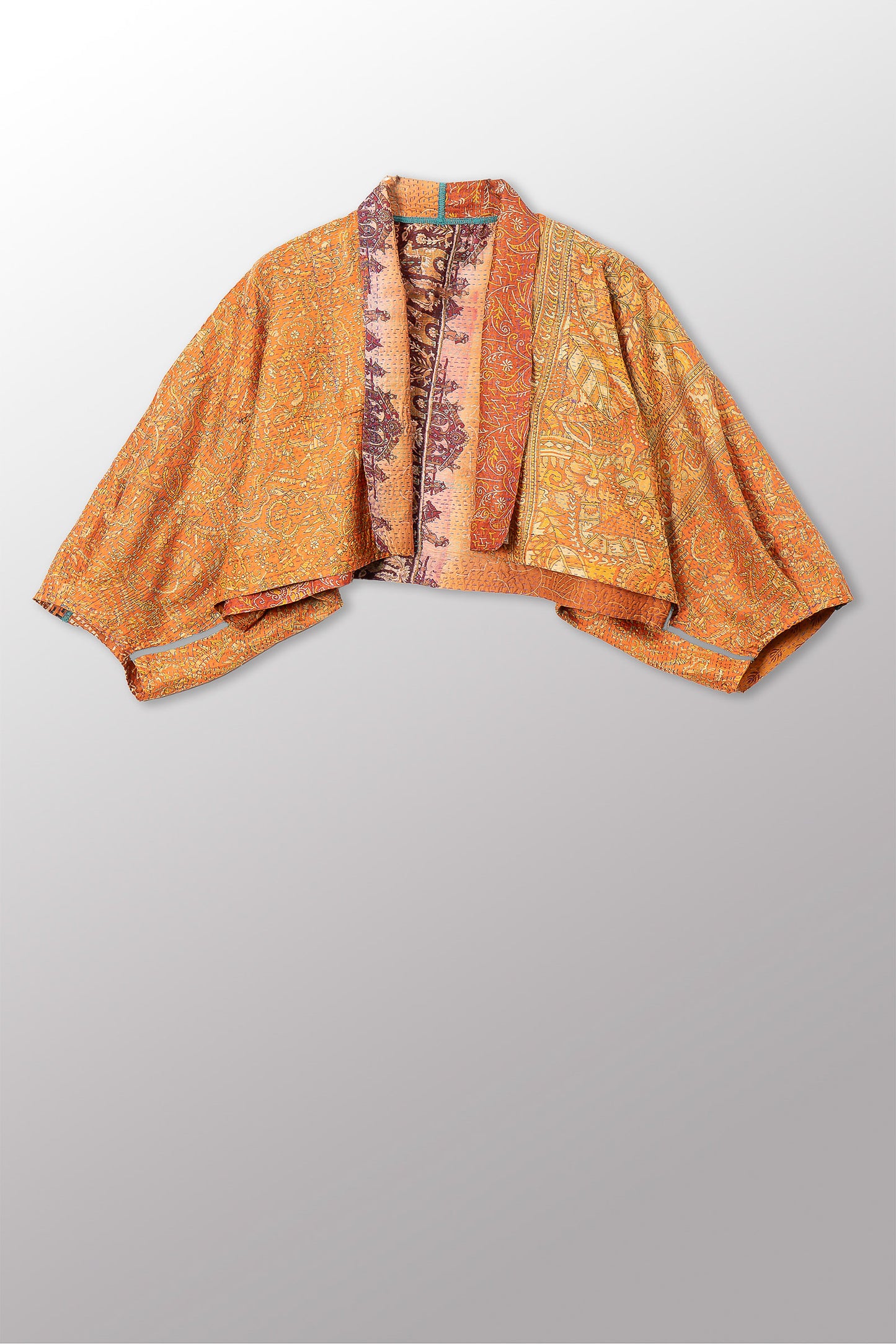VINTAGE SILK KANTHA PUFF SLV. SHRUG - sv2062-0034a -
