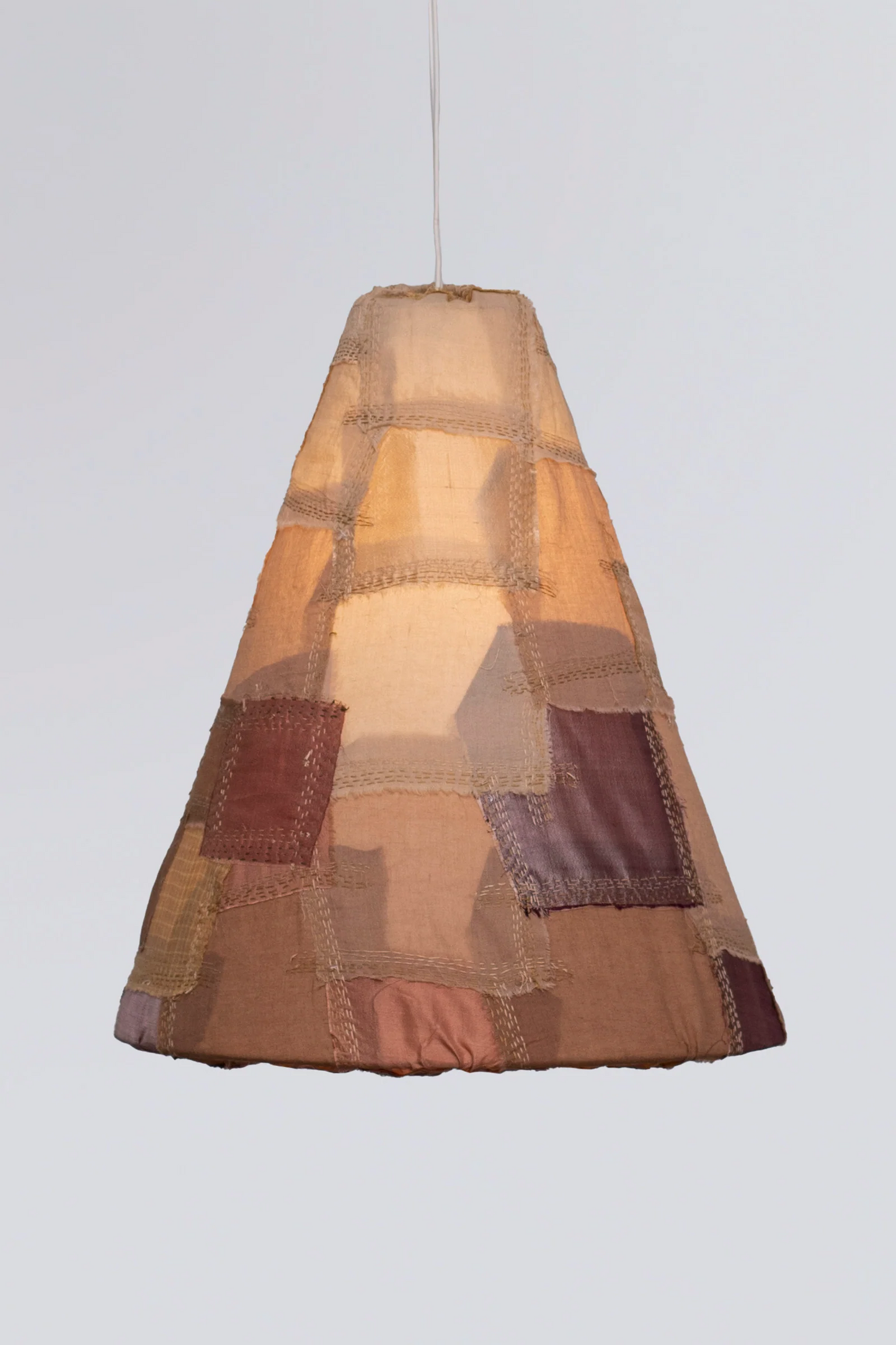 Mosaic Fray Patch Kantha Pandant Lamp -Clay -