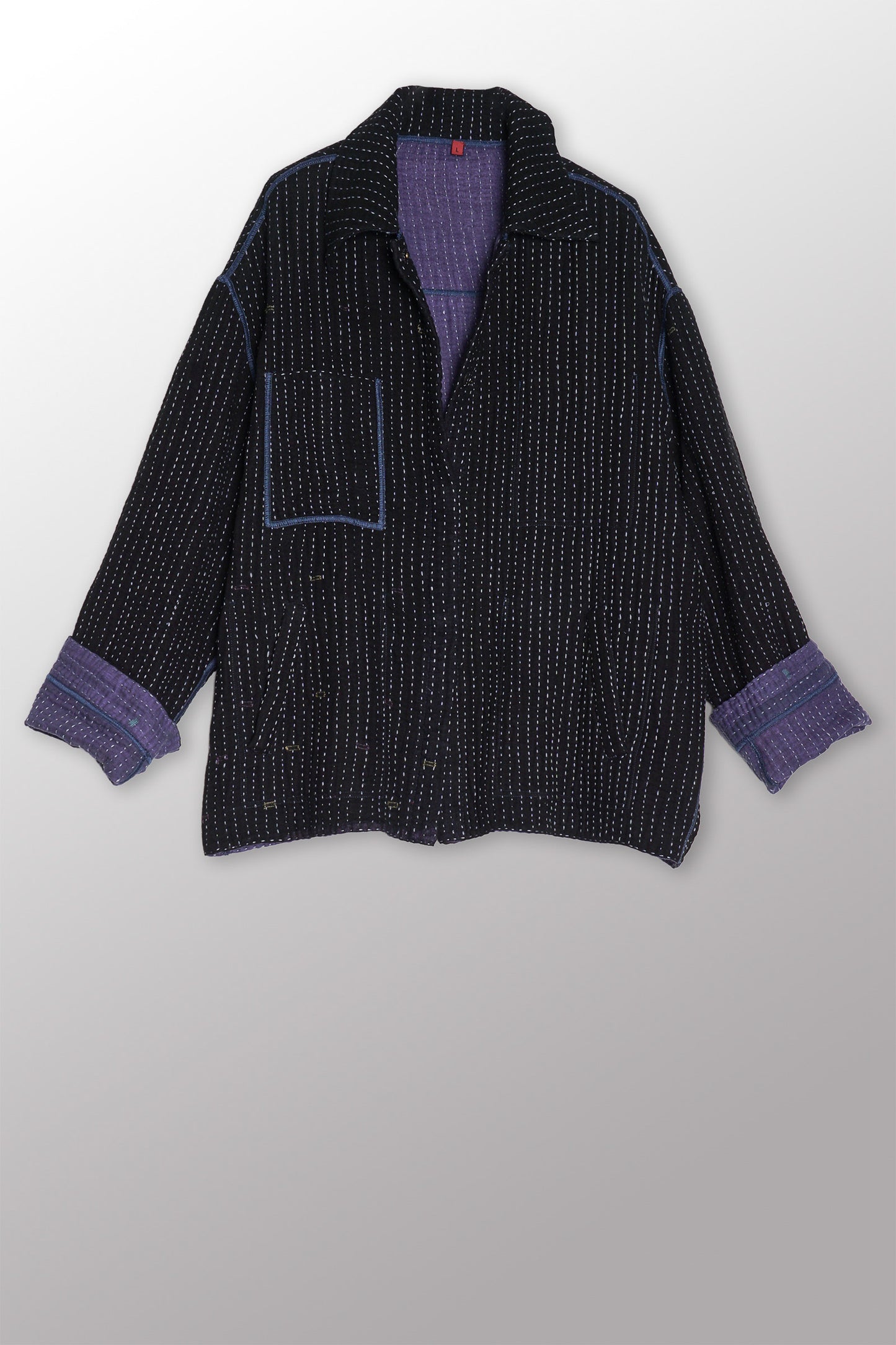 BBK SOLID KANTHA WORKERS JACKET - bl-bbs4085-blk -