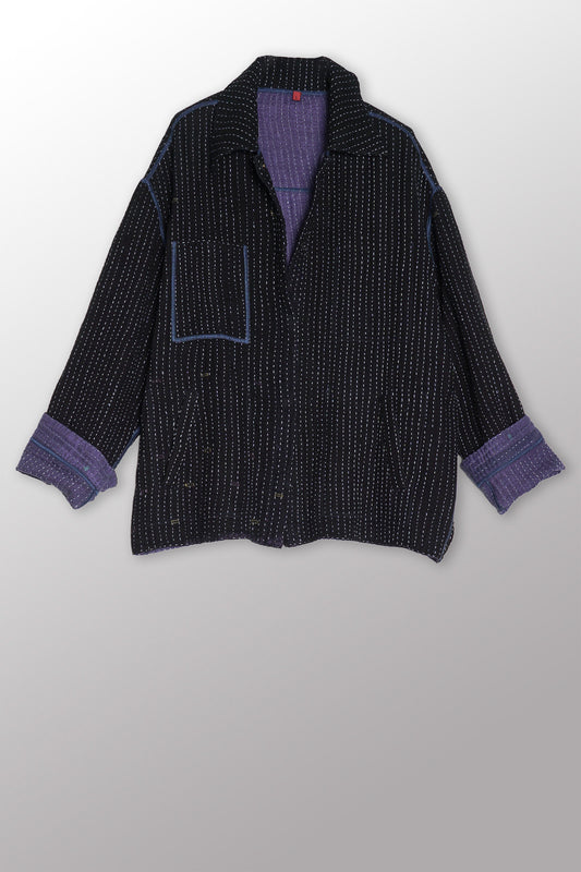 BBK SOLID KANTHA WORKERS JACKET - bl-bbs4085-blk -