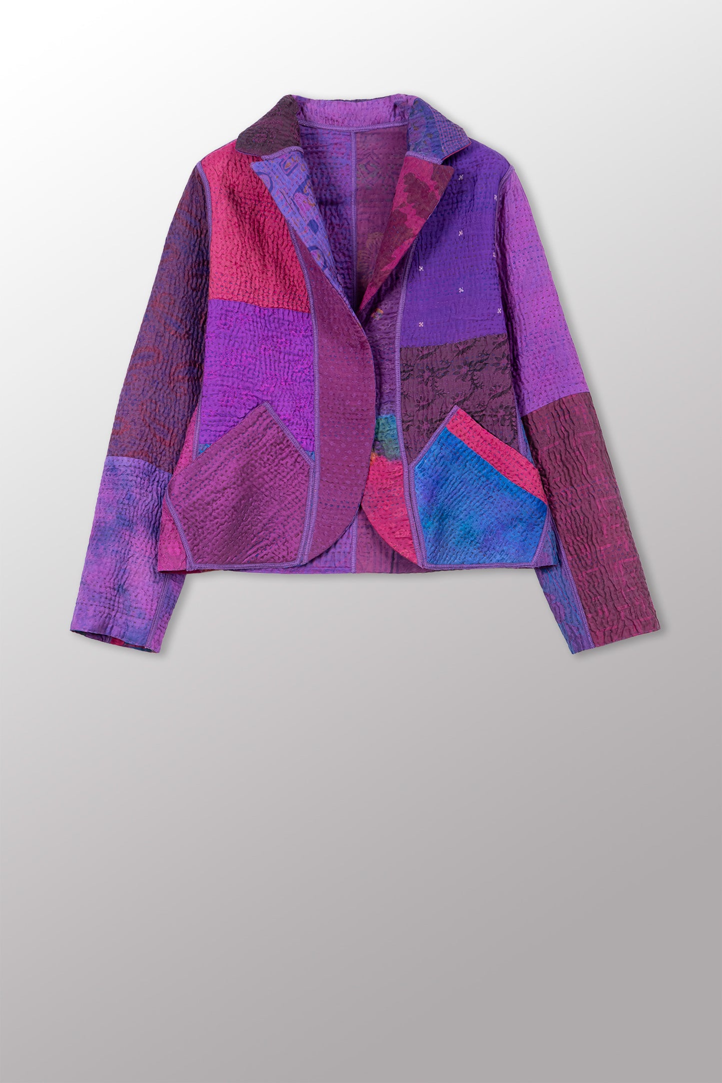 JACQUARD SILK KANTHA CROPPED BASIC JACKET - js4096-cprp002m -