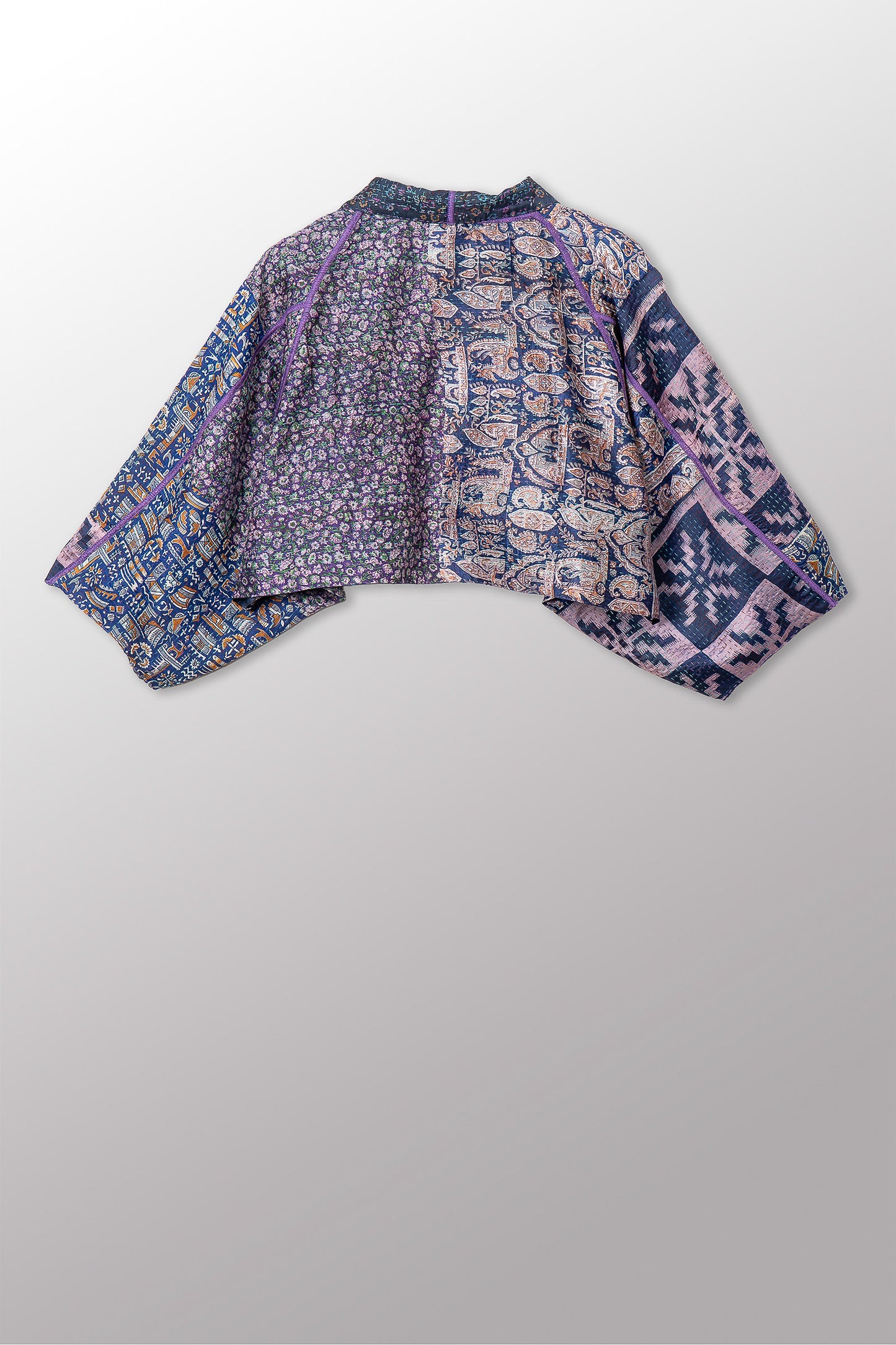 VINTAGE SILK KANTHA PUFF SLV. SHRUG - sv2062-0038a -