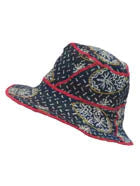 VINTAGE COTTON KANTHA CIRCULAR CUT BRIM HAT - cv2882-blk -