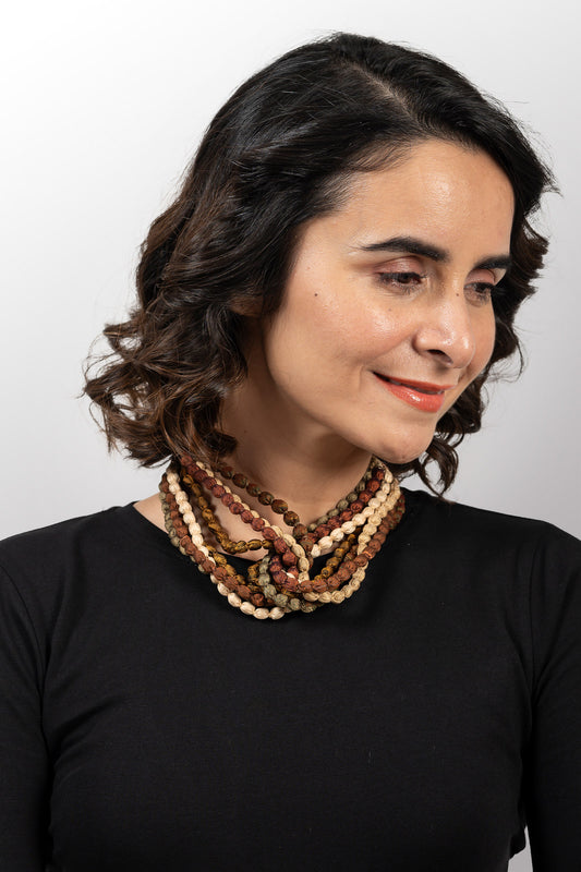 VINTAGE SILK KANTHA SEED NECKLACE SHORT - sv2722-ntl -