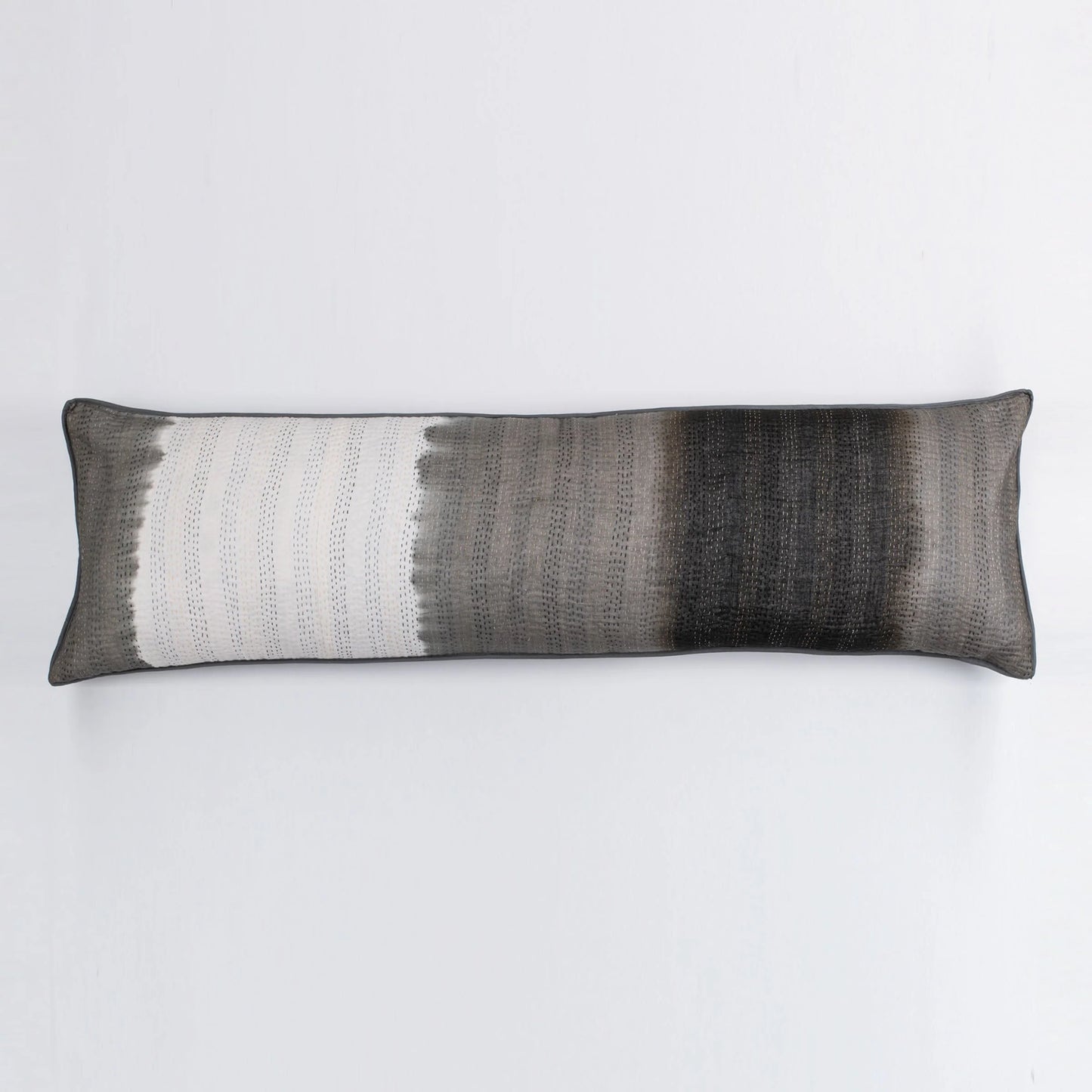 Cotton Ombre Handmade Kantha Lumber Pillow - Gray
