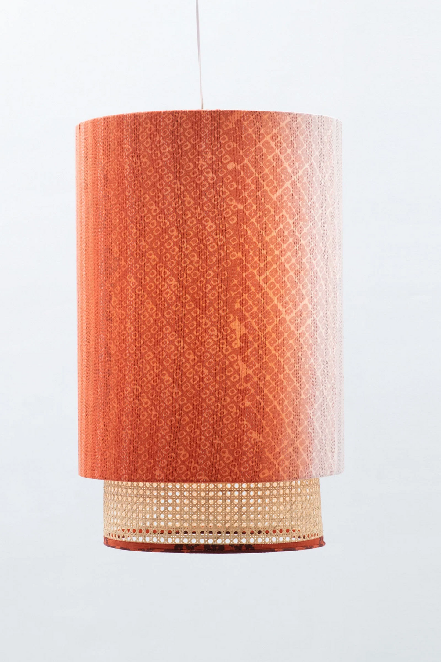 Kimono Cotton Kantha Hanging Lamp -Orange -