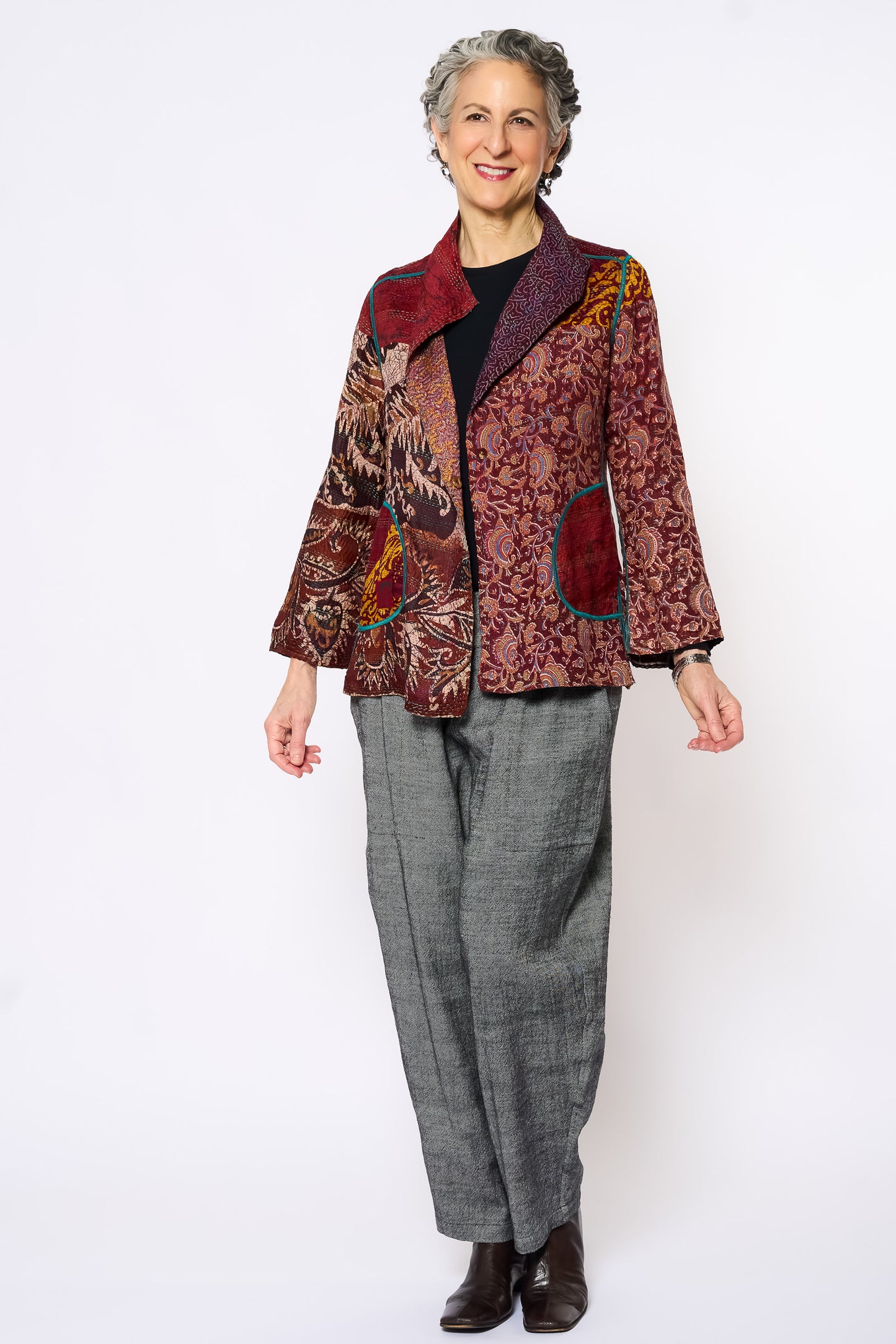 VINTAGE SILK KANTHA SHORT JKT - sv2007-0064m -