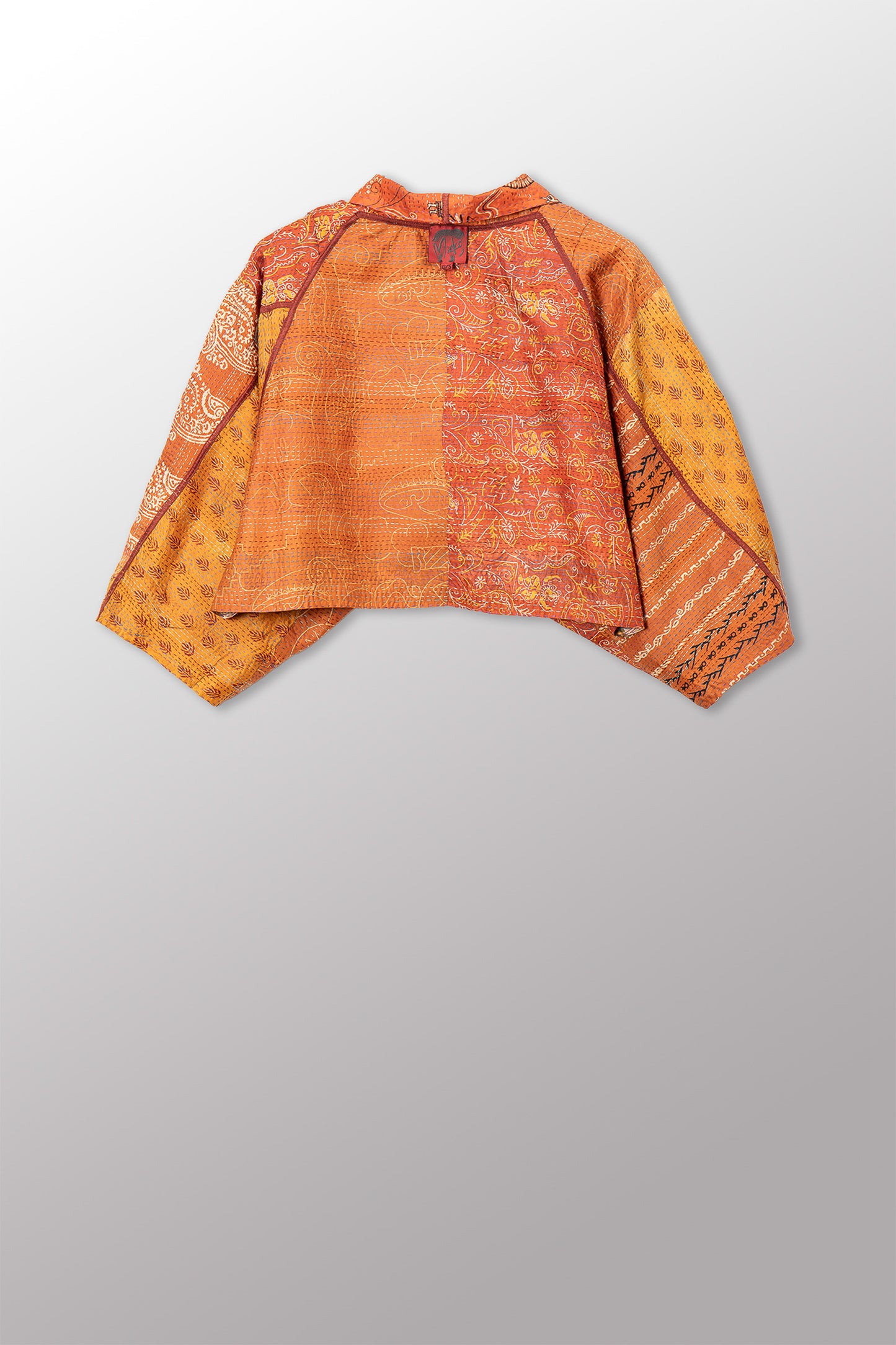VINTAGE SILK KANTHA PUFF SLV. SHRUG - sv2062-0016a -