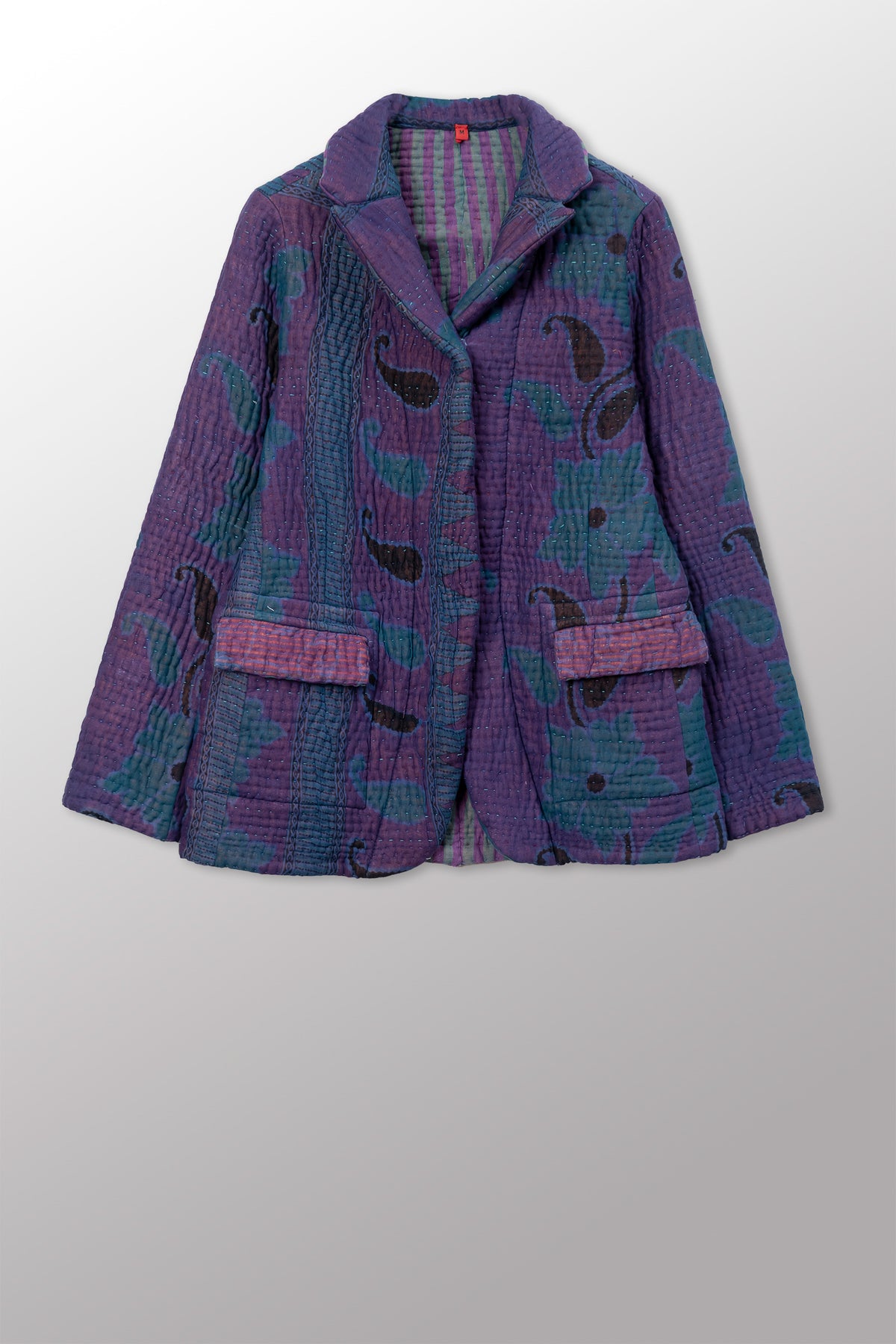 QUILTED OVERDYE COTTON KANTHA BASIC JACKET - oq5052-cblu002m -