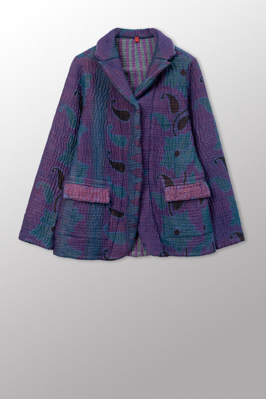 QUILTED OVERDYE COTTON KANTHA BASIC JACKET - oq5052-cblu002m -