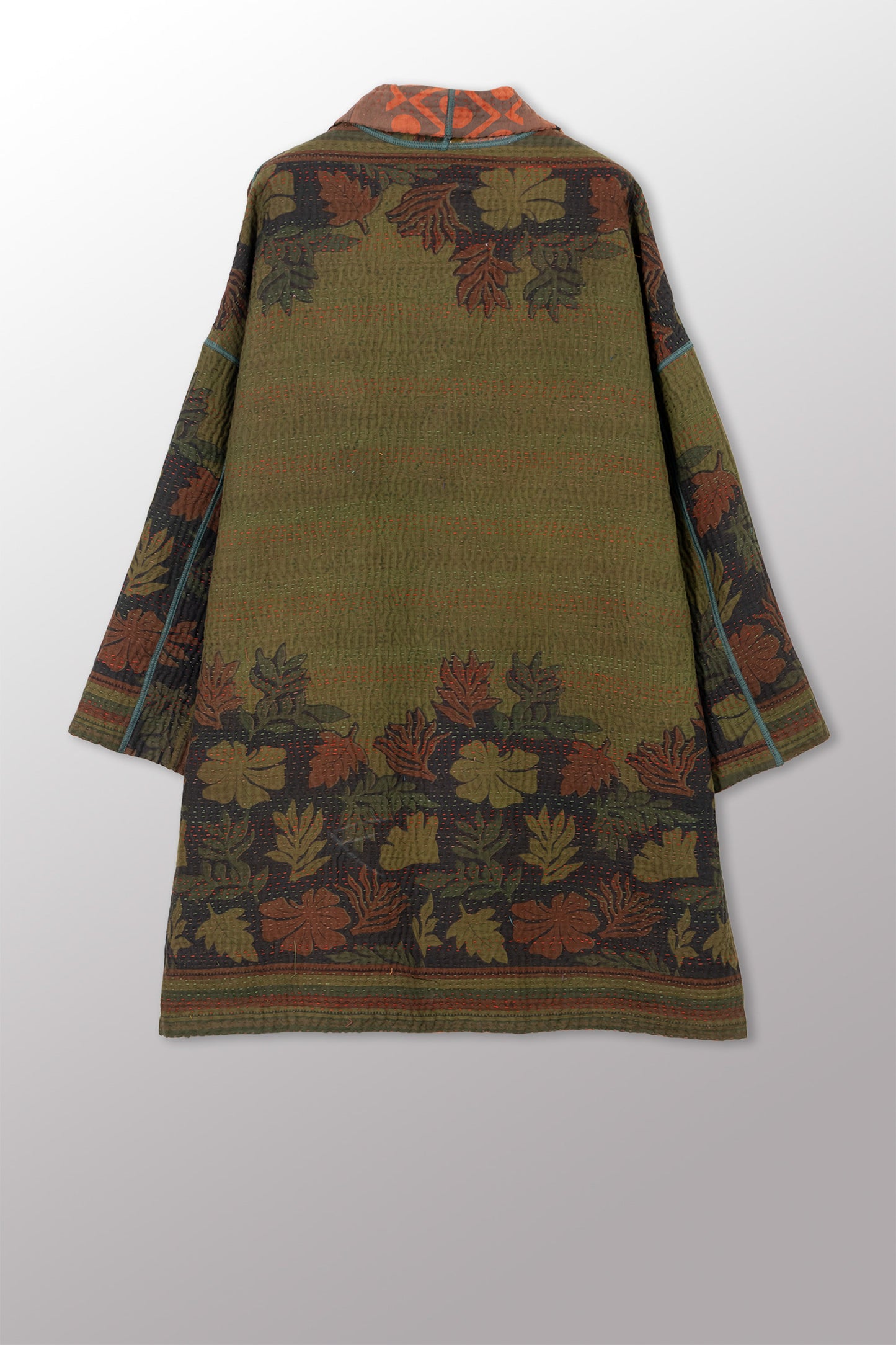 COTTON OVERDYE KANTHA HAORI JACKET - ov4068-cgrn001a -