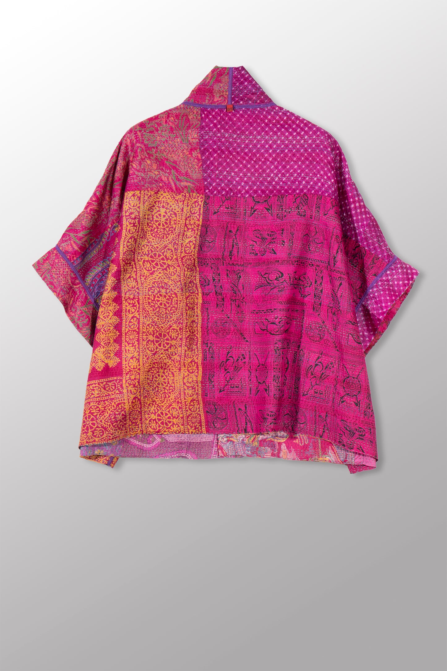 VINTAGE SILK KANTHA MINI PONCHO - sv2060-0009a -