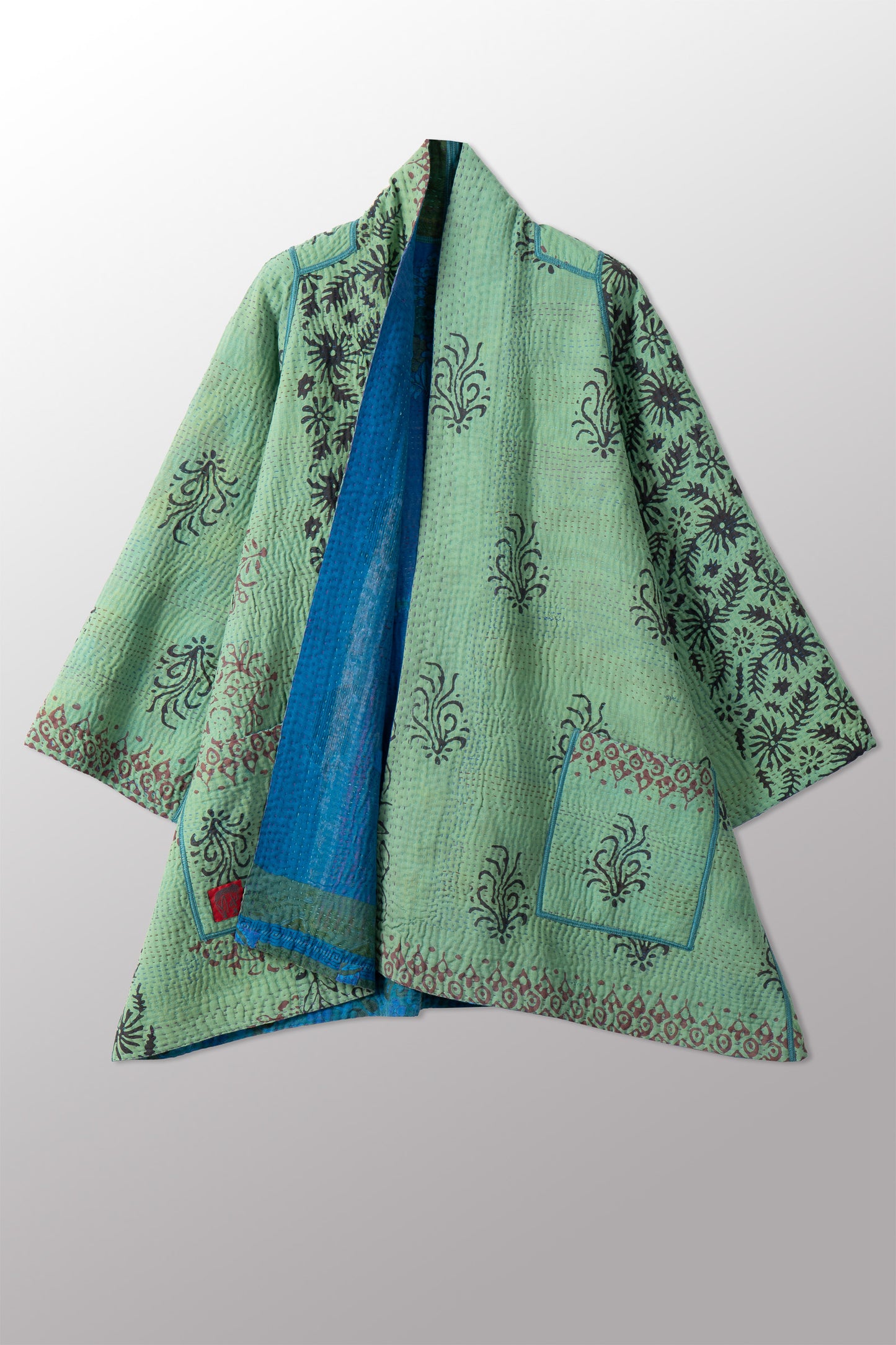 COTTON OVERDYE KANTHA A-LINE JKT - ov4003-cblu034a -