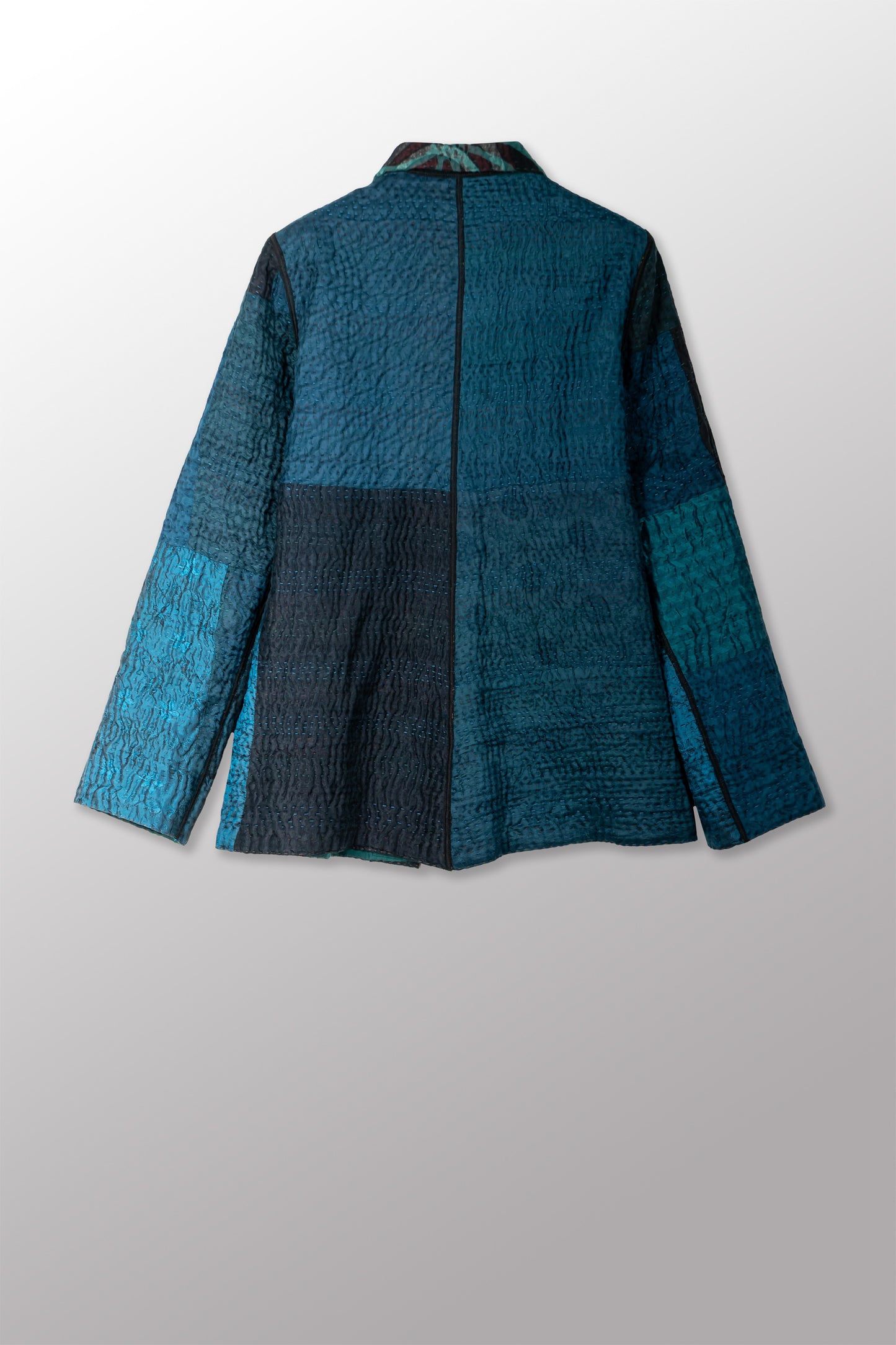 EMERALD GREEN KANTHA SIMPLE JACKET - eg4022-tel -