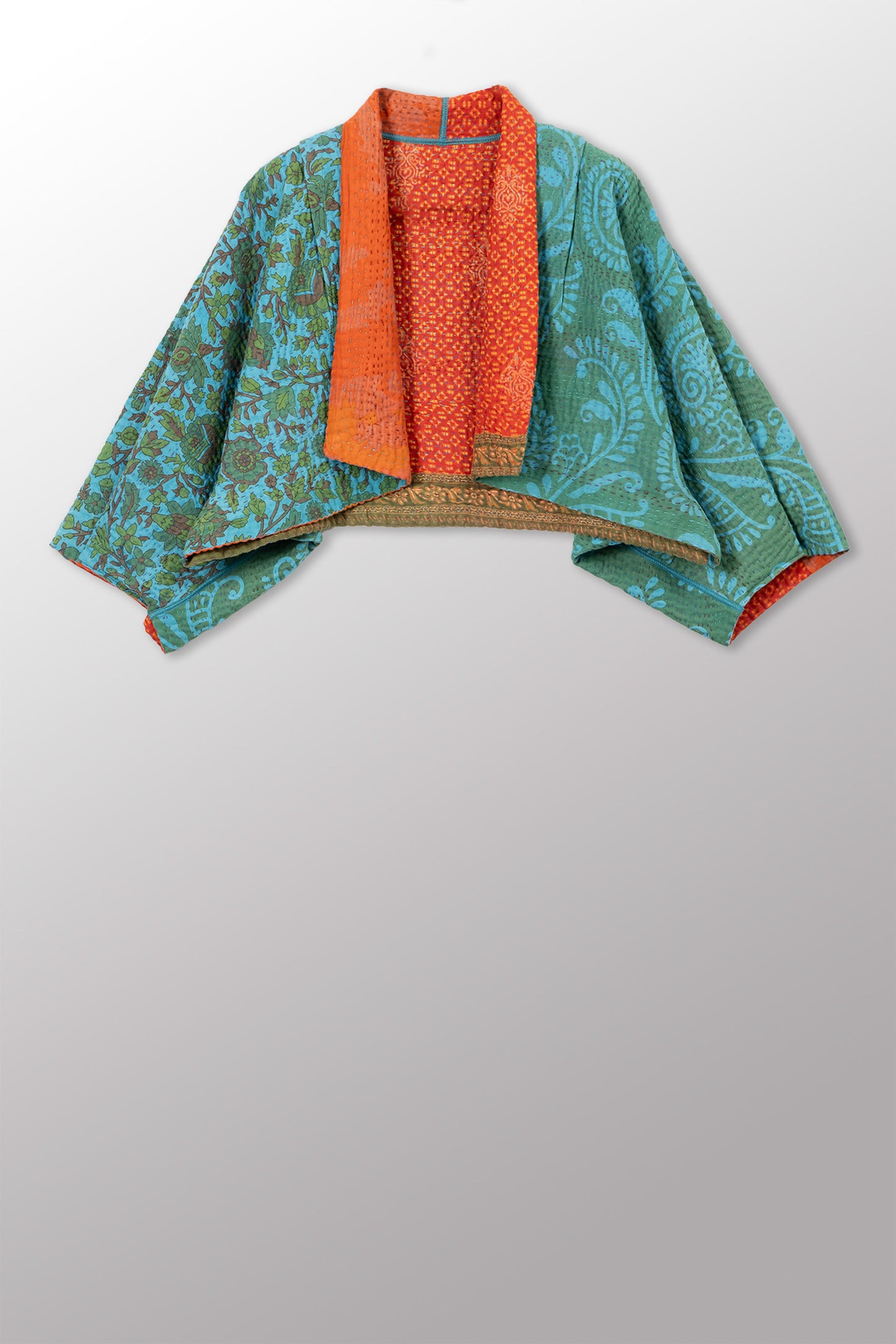 COTTON OVERDYE KANTHA PUFF SLV. SHRUG - ov4062-ctel001a -