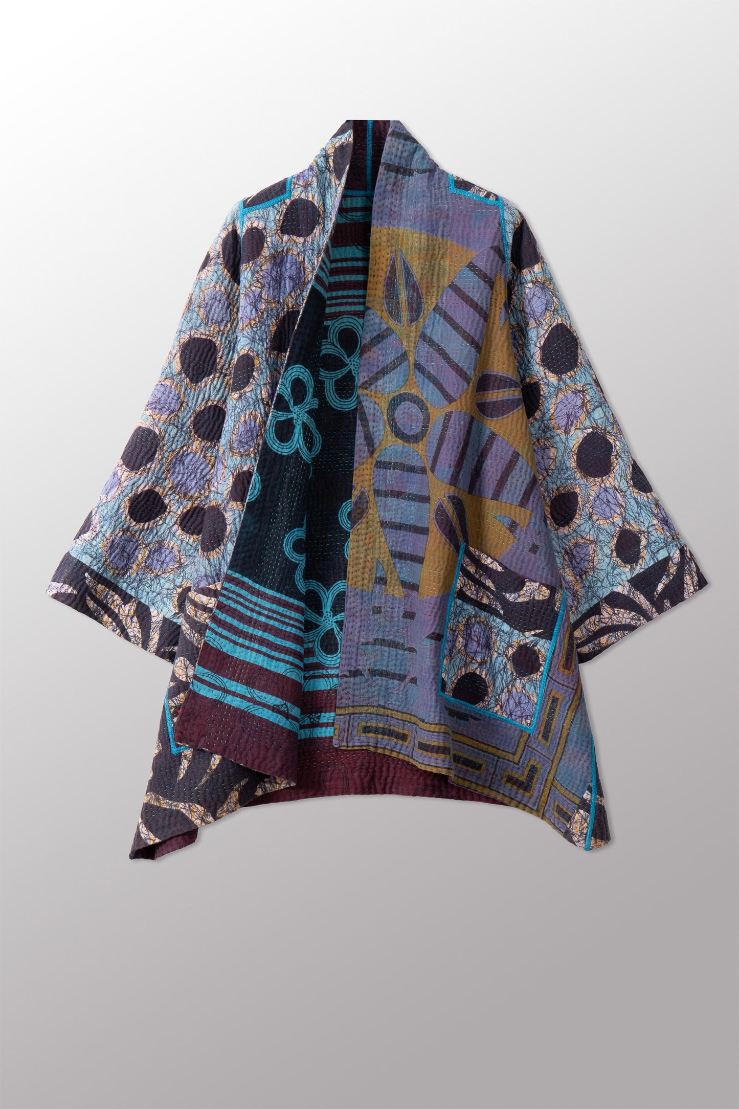 COTTON OVERDYE KANTHA A-LINE JKT - ov4003-cblu032a -