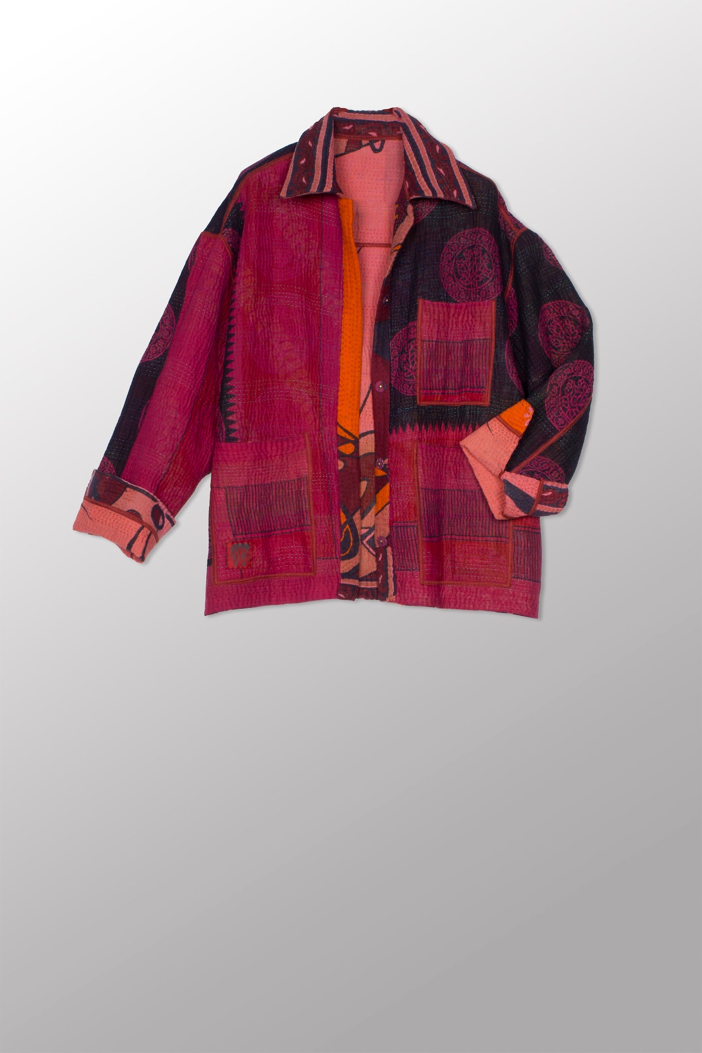 COTTON OVERDYE KANTHA WORKERS JACKET - ov4085-cfus001m -