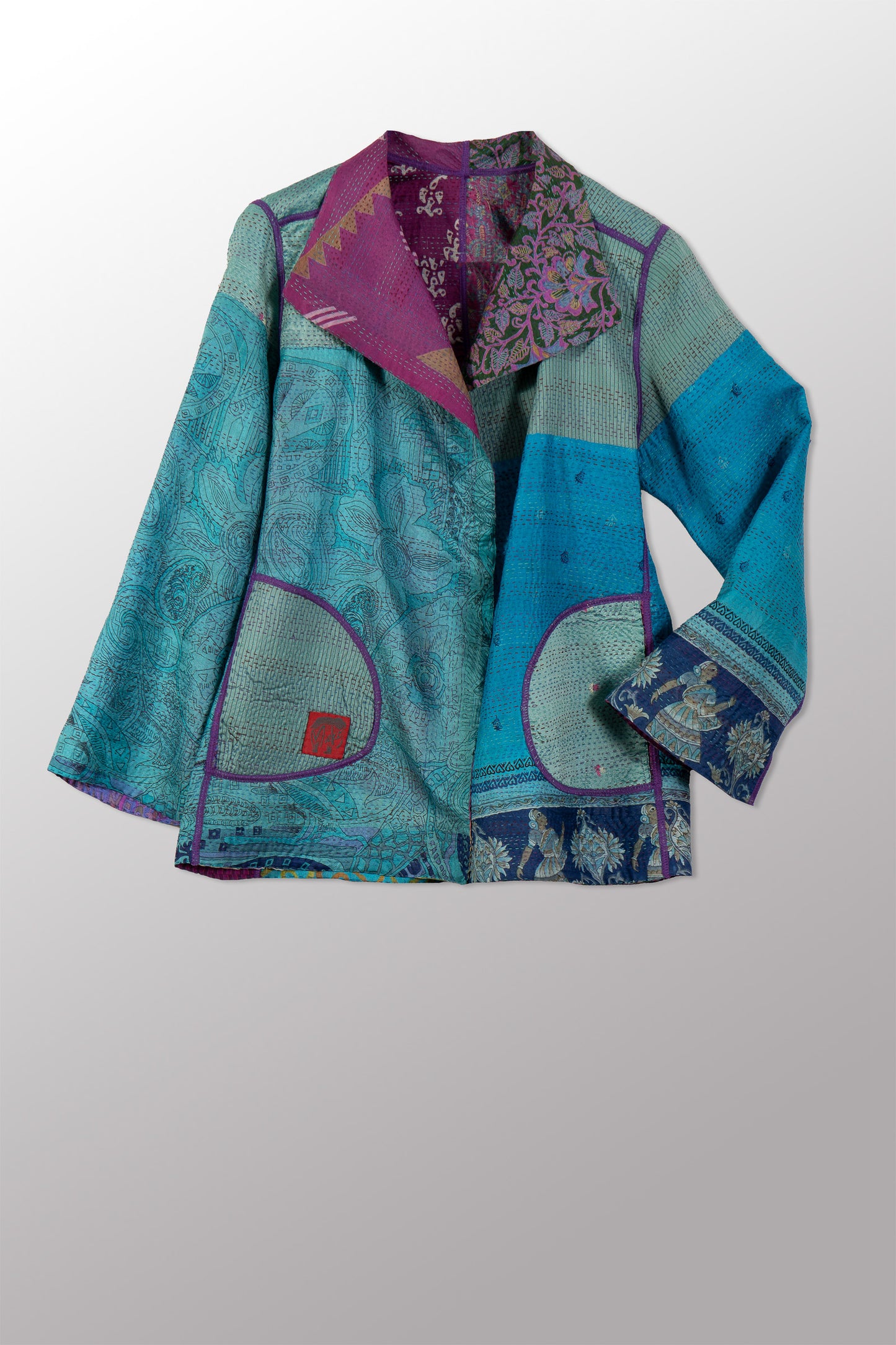 VINTAGE SILK KANTHA SHORT JKT - sv2007-0062m -