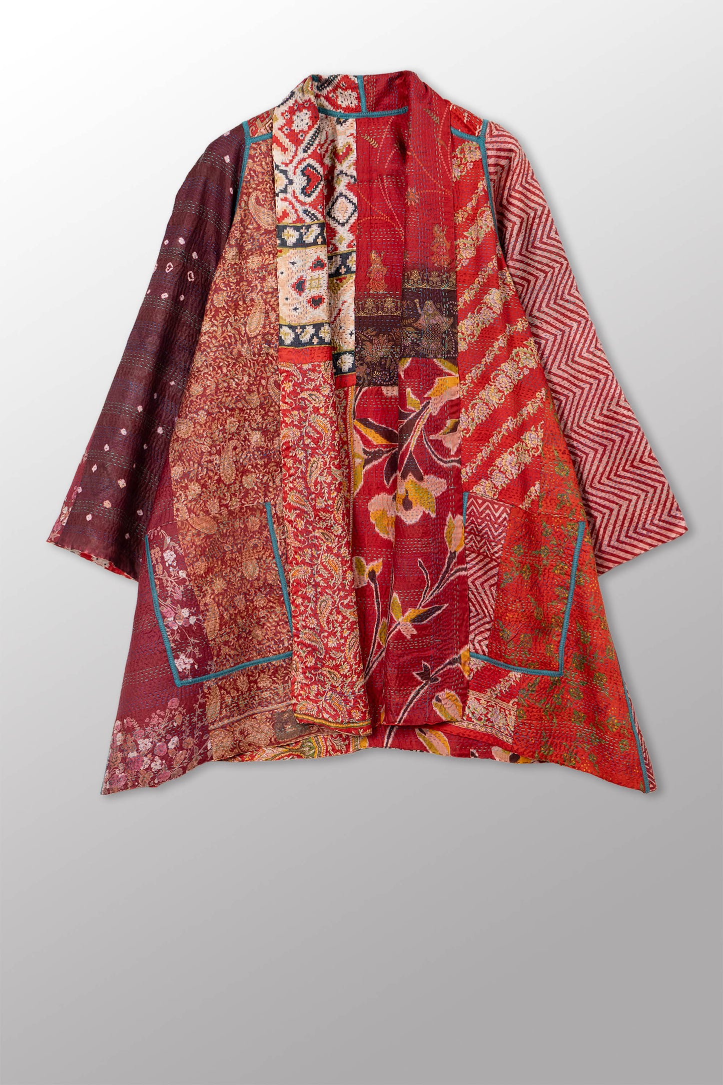 VINTAGE SILK KANTHA A-LINE JKT - sv2003-0417a -