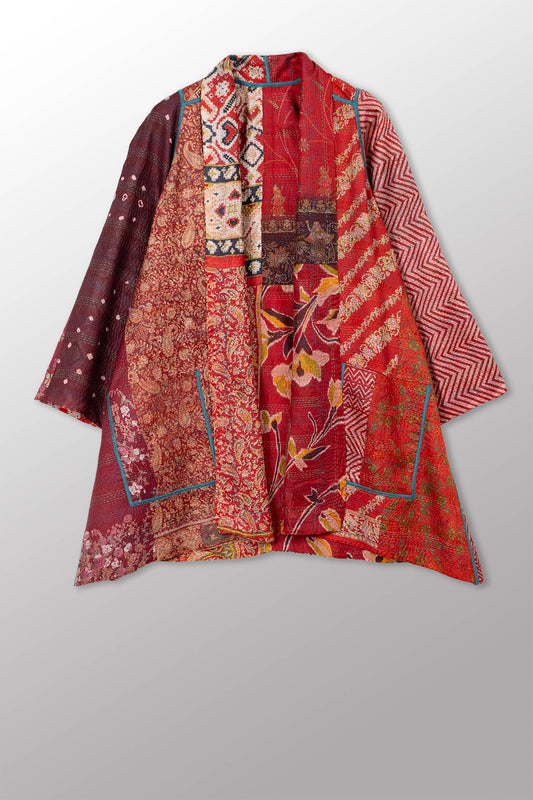VINTAGE SILK KANTHA A-LINE JKT - sv2003-0417a -