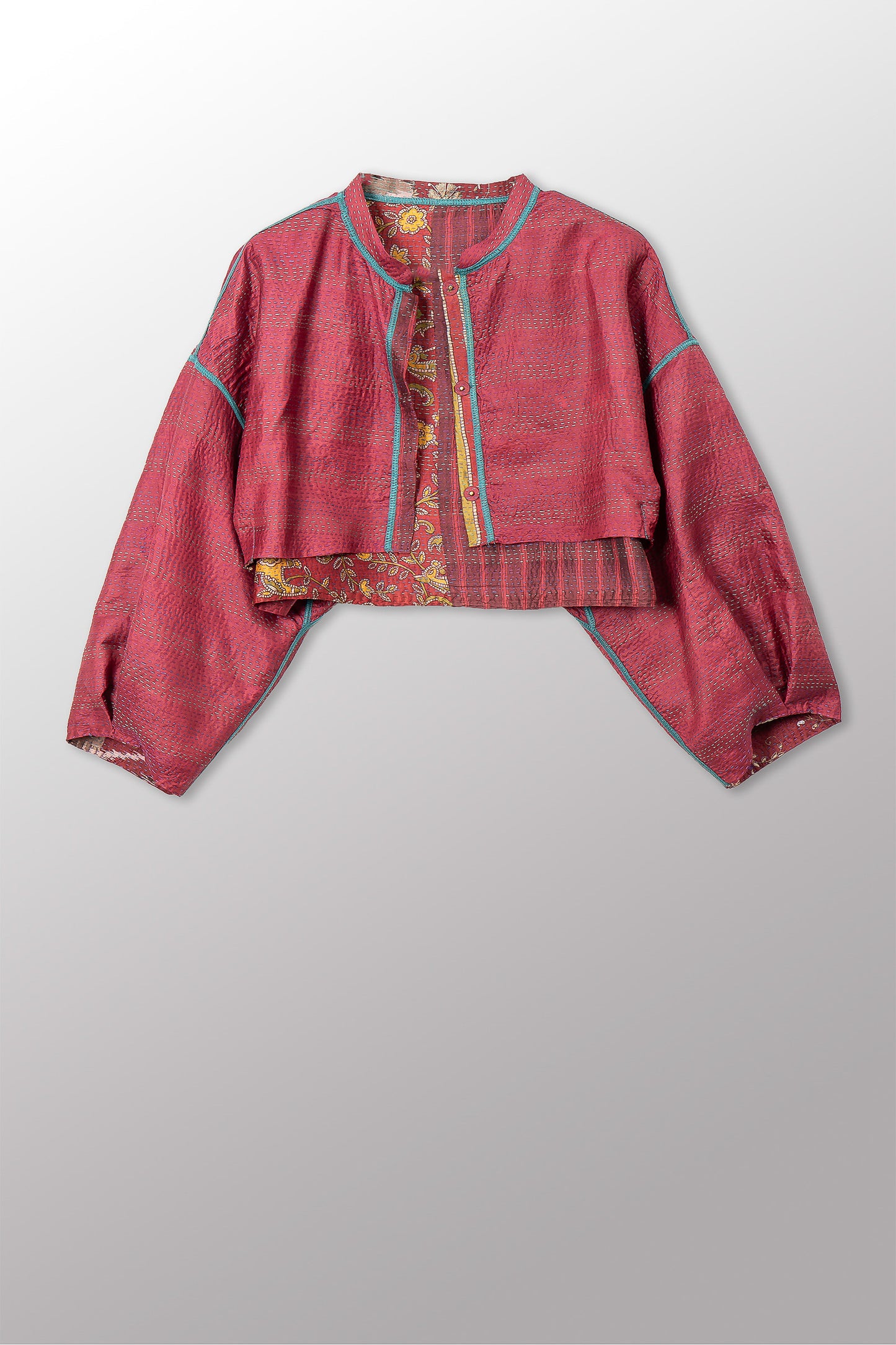 VINTAGE SILK KANTHA SLEEVE JACKET - sv2090-0002m -