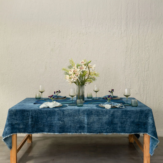 Linen Mud  Dye Kantha Night Sky Table Cover