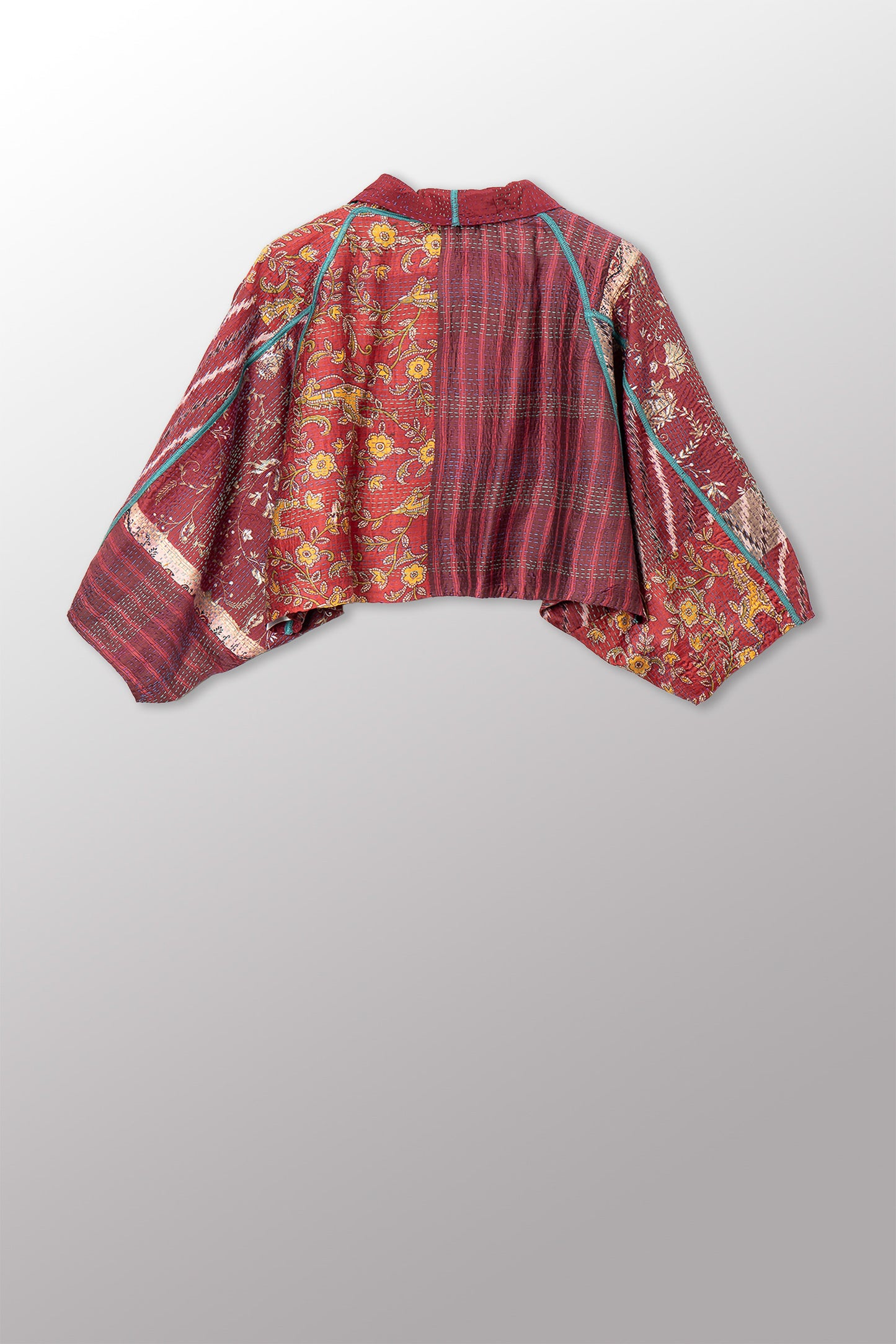 VINTAGE SILK KANTHA PUFF SLV. SHRUG - sv2062-0036a -