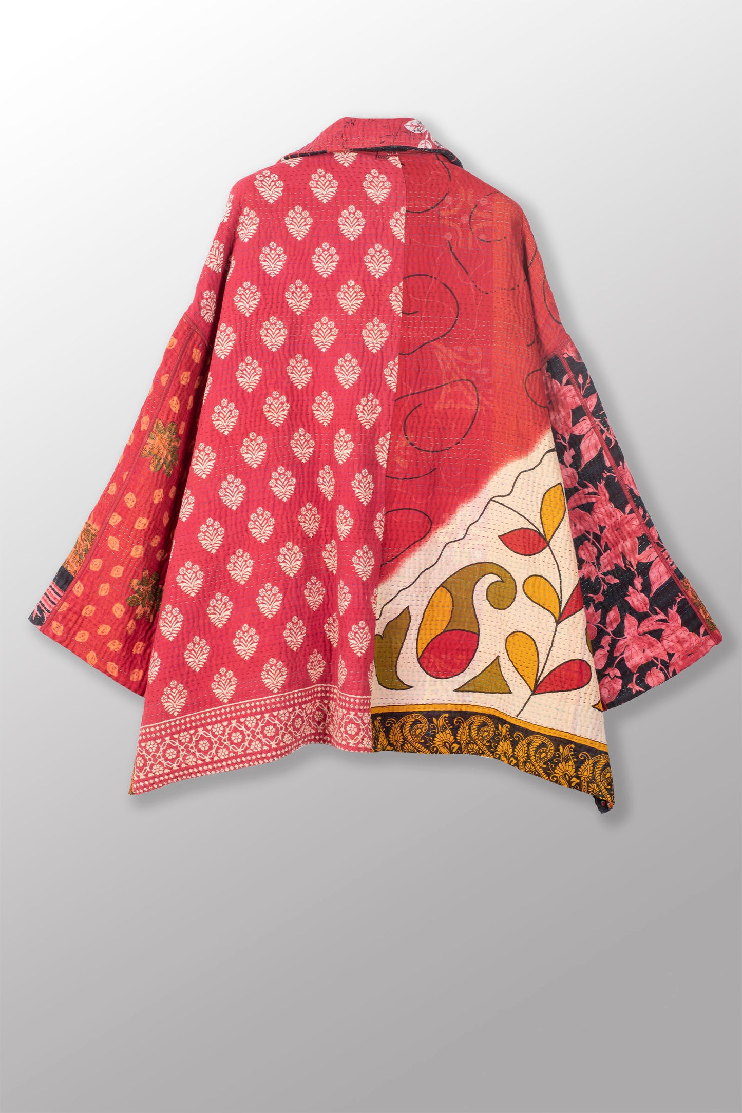 PUZZLE KANTHA OVERSIZED MINI COAT - pz4332-red -